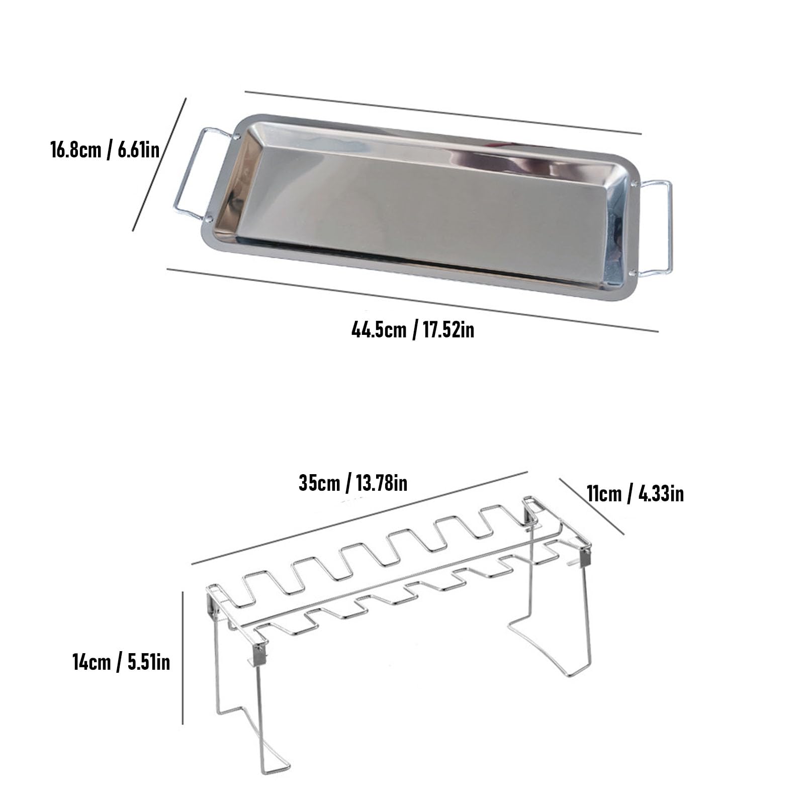Griglia pieghevole in acciaio inox per cosce di pollo, per arrostire succose su forni, griglie, affumicatore, facile da pulire, supporto per bacchette per barbecue