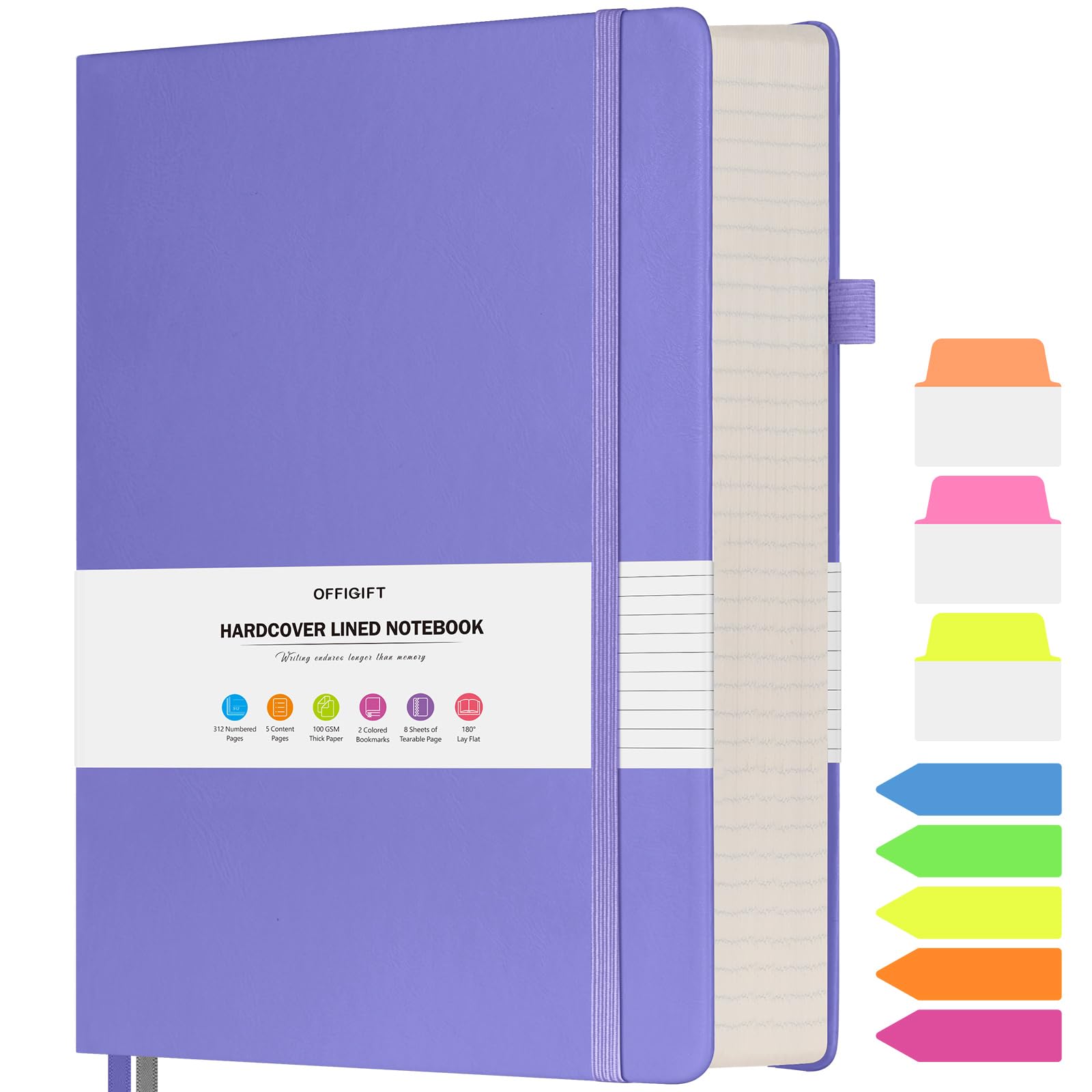 Lined Notebook Journal for Women Men, Large B5 College Ruled Notebook, 312 Numbered Pages Notebooks for Work, 100gsm Paper Daily Journal, Hardcover Vegan Leather Journals for Writing Office, Purple