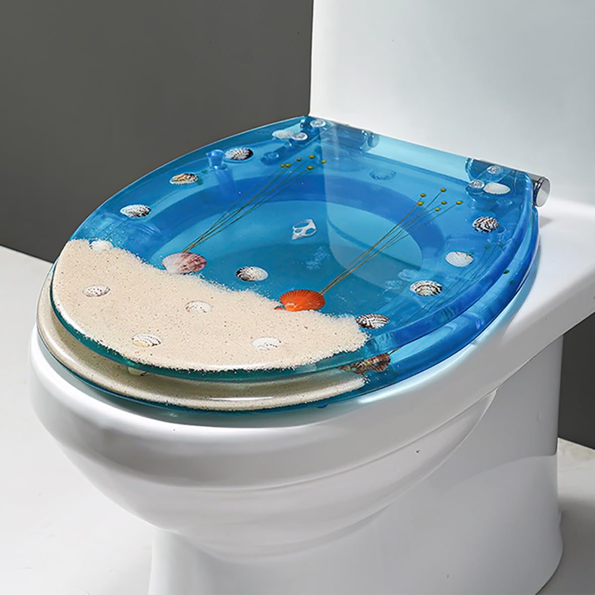 Ldhsjh Style H Extended, Toilet Seat Seat, Ocean Ocean Decorative No Slam Close Slow Close Release Lid For Easy Cleaning Style, Adjustable, Lightweight, Durable, Portable, User-Friendly