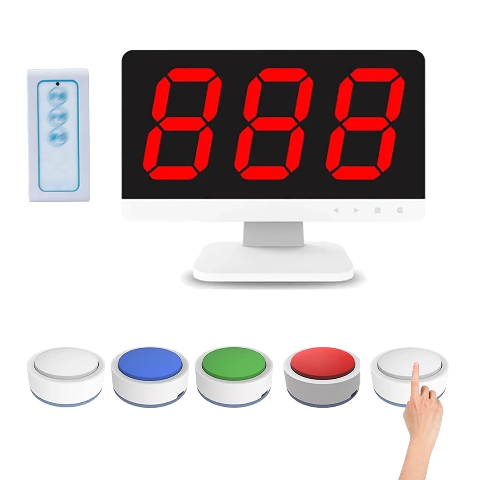 Sistema di gioco a quiz wireless con schermo LCD, cicalini multipli e modalità di risposta per concorsi ed eventi interattivi