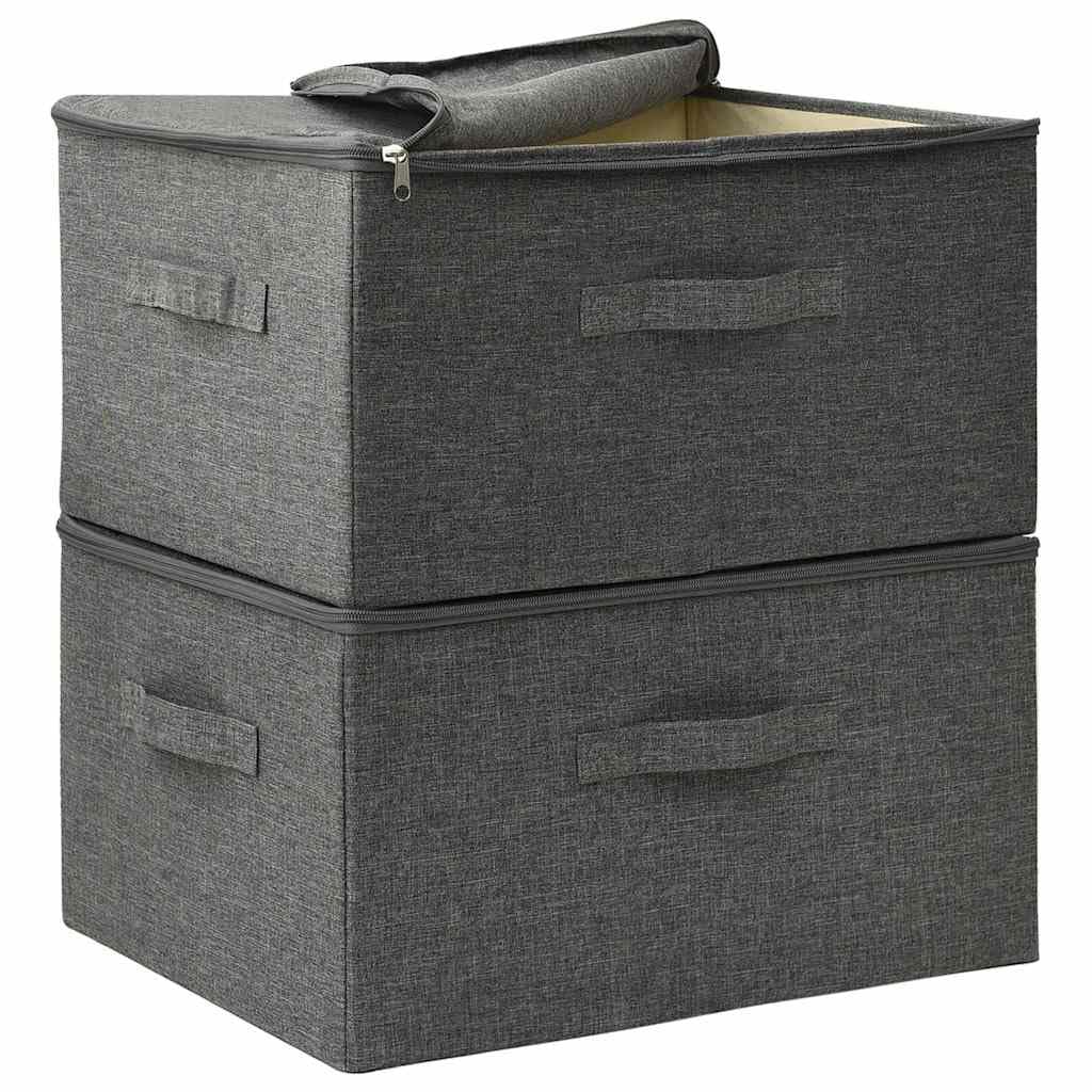 Scatole Portaoggetti Pieghevoli 2 Pezzi in Tessuto 43x34x23 cm Antracite