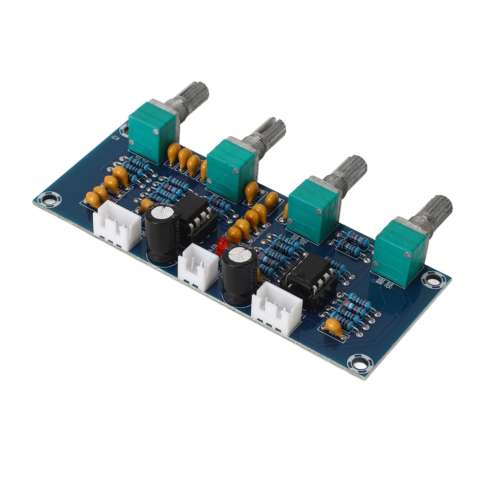 Preamplificatore a Doppio Canale NE5532 Regolazione Bassi Medio-Alti DC 12V-24V