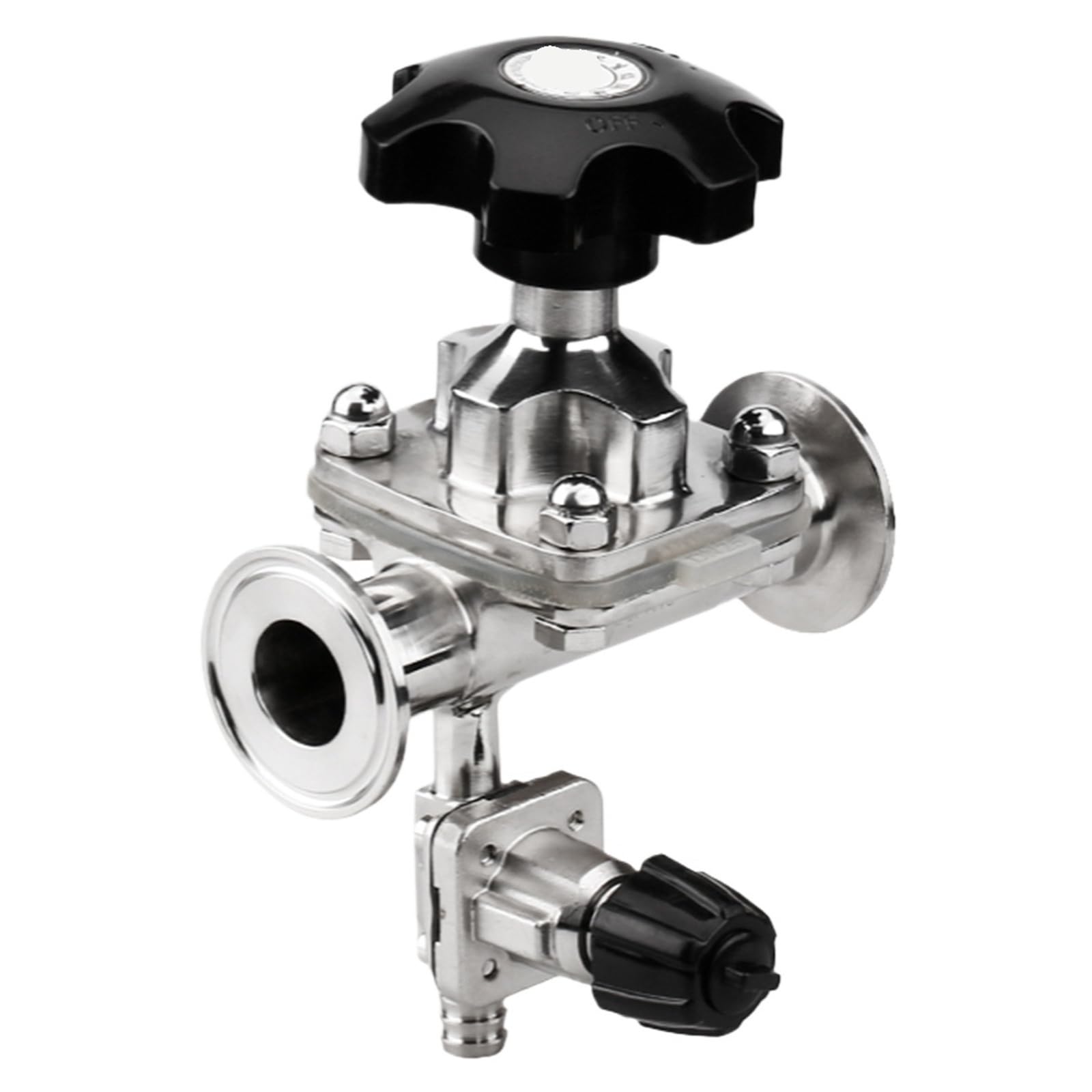 DN15 1/2" Tri Clamp OD 50.5mm Sanitary Diaphragm Sampling Valve Stainless Steel 316 Water Oil