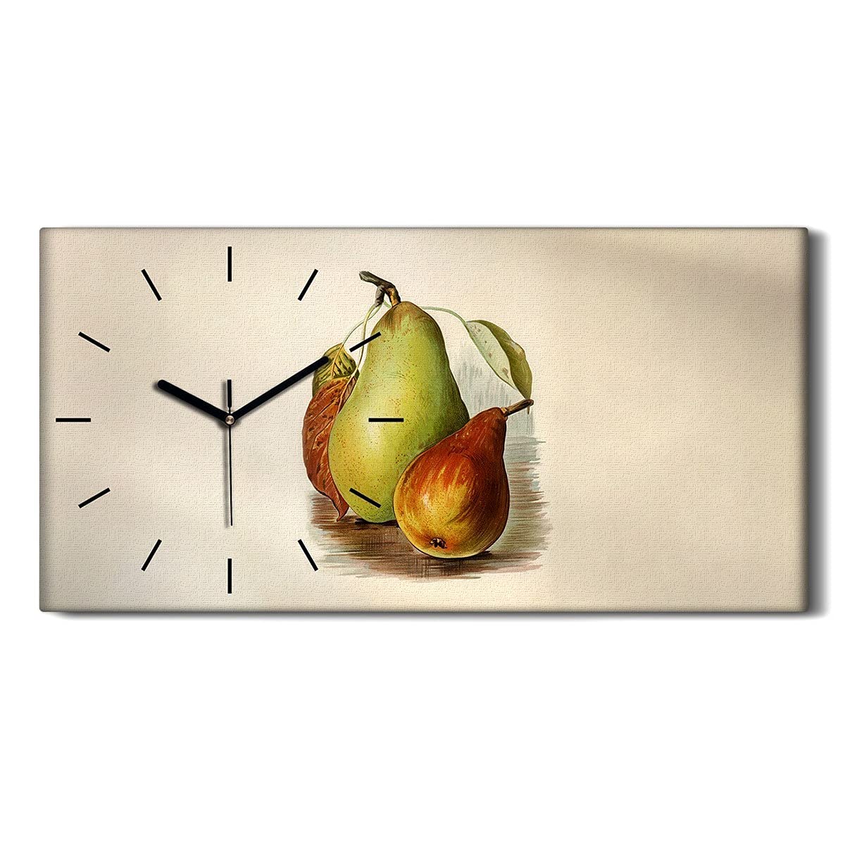 Horloge sur Toile Salon Coloray 60x30 Art Mural Moderne Chambre Fruits Feuilles