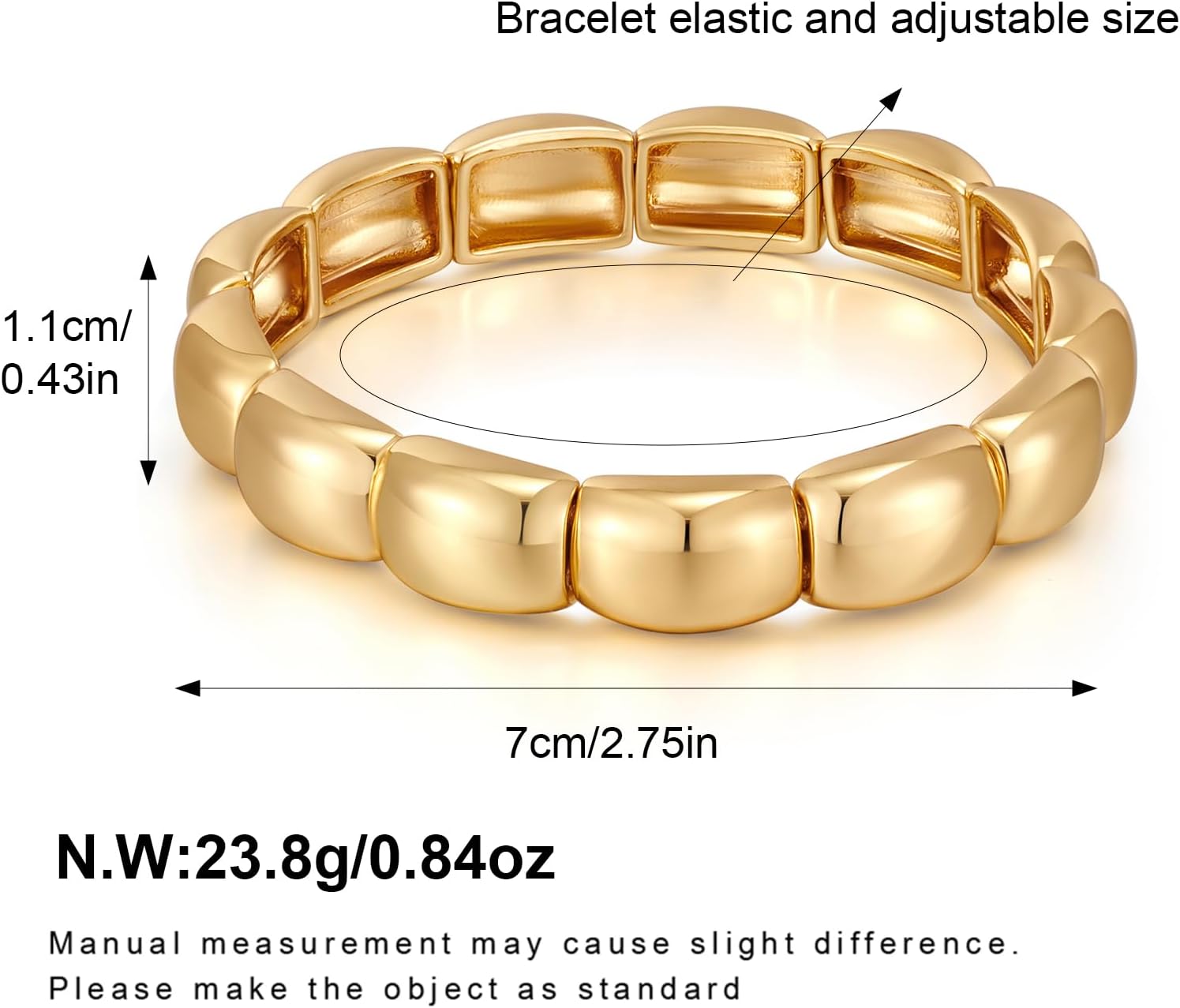 FAMARINE Gold Silver Chunky Bangle Bracelet for Women Men - Image 6