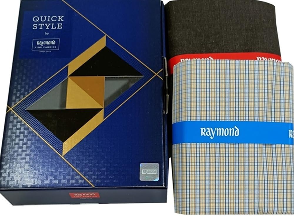 raymond fabrics Raymond Men's Premium Cotton Fabric Set, Checkered Pattern, Unstitched Formal Wear, 2-Piece Trouser and Shirt Collection-picture-32