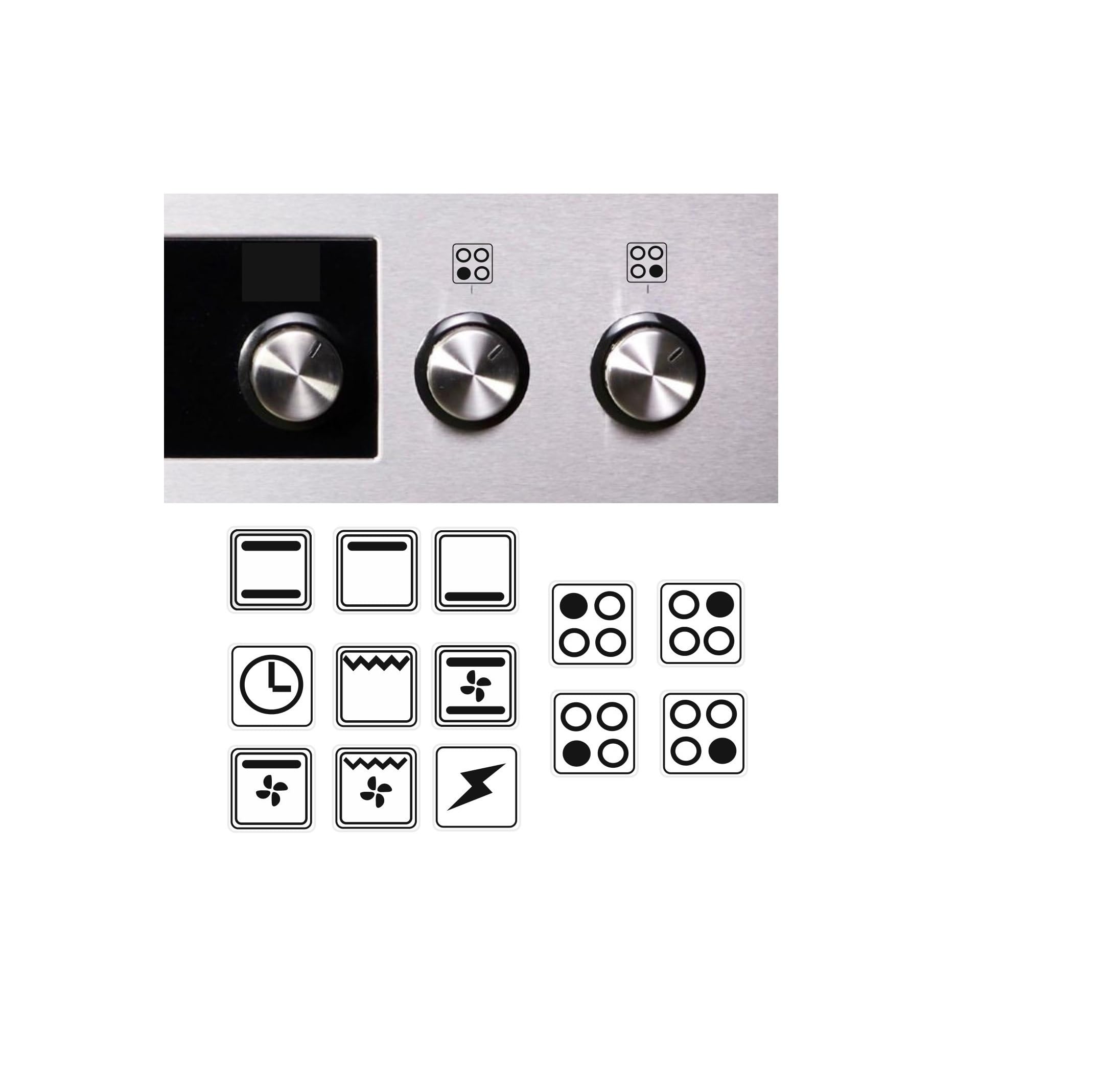 Adesivi Per Fornelli A Gas - Simboli Neri Su Sfondo Trasparente, Set RPM2/4/1 - Foto 9