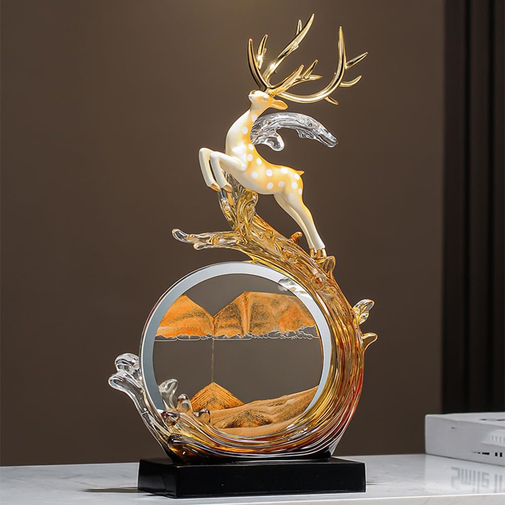 Rzeźby jelenia nakładka na biurko posągi zwierząt Feng Shui Decoraciones Para Salas De Casa dekoracje metalowe dekoracja salonu świecznik pulpit Fengshui,Orange,L