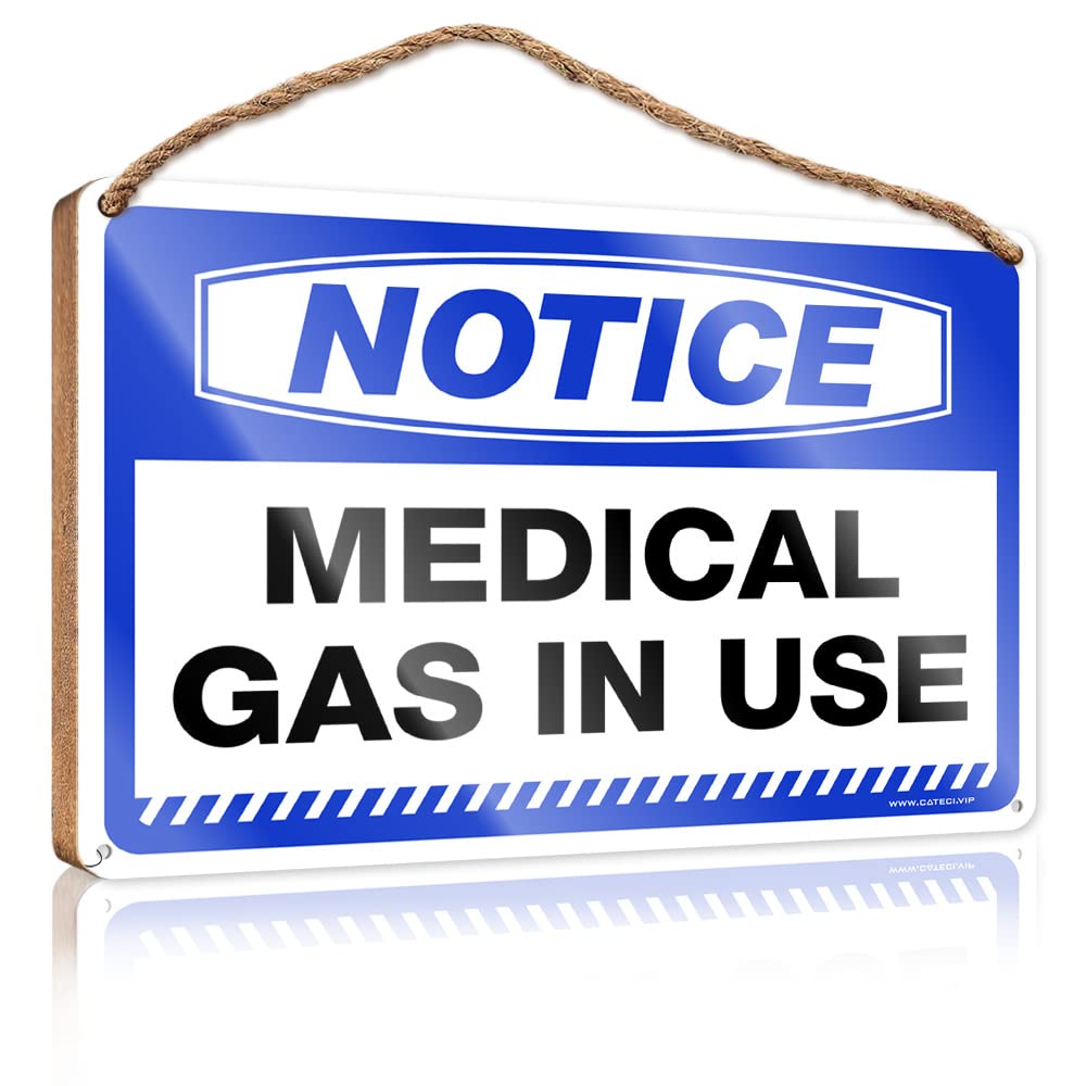 YYHLEH Funny Decor For Home Notice Medical Gas In Use Wooden Sign Spring Porch Sign Hanging Plaque Wooden(23X35CM)