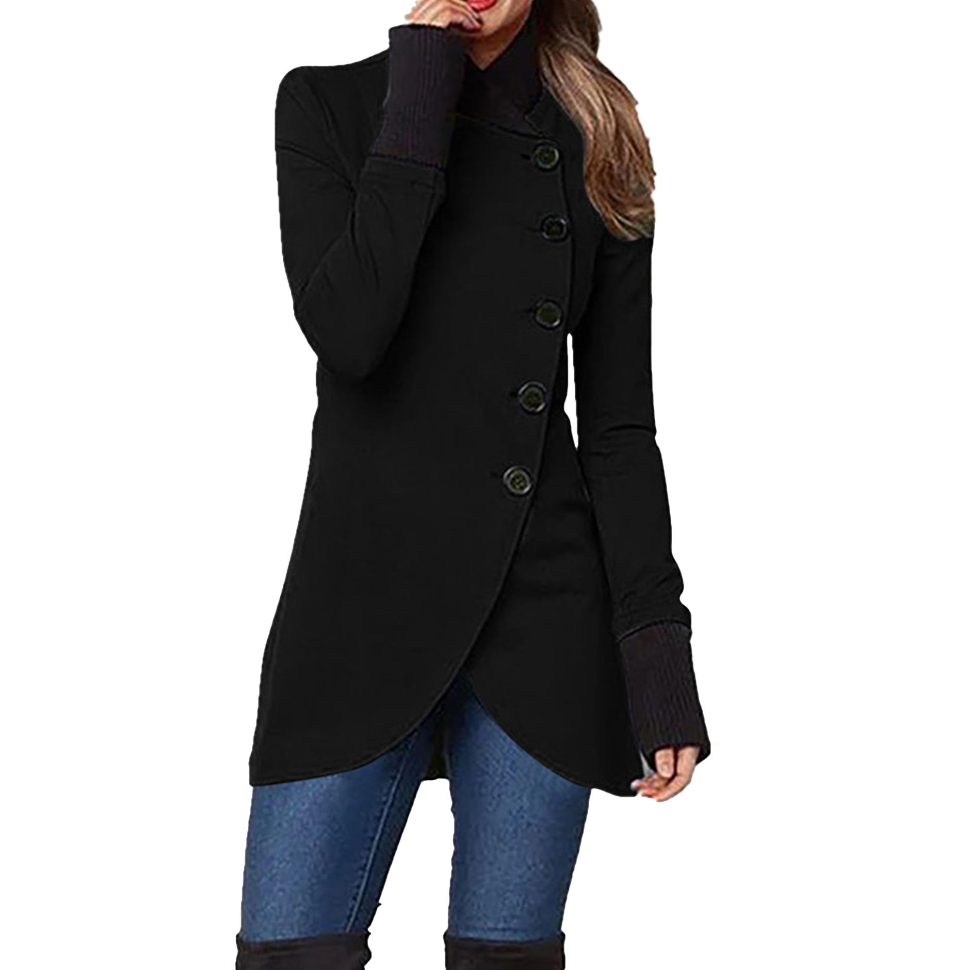 Maiyifu-GJ Womens Casual Trench Coat Fashion Jackets Single Breasted Long Sleeve Overcoat Windbreaker Coats Outerwear