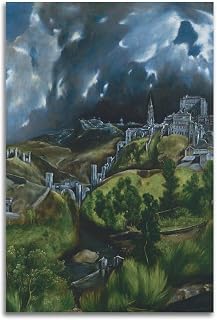 View of Toledo From El Greco Spanish Art Poster Wall Art Paintings Canvas Wall Decor Home Decor Living Room Decor Aesthetic 08x12inch(20x30cm) Unframe-style