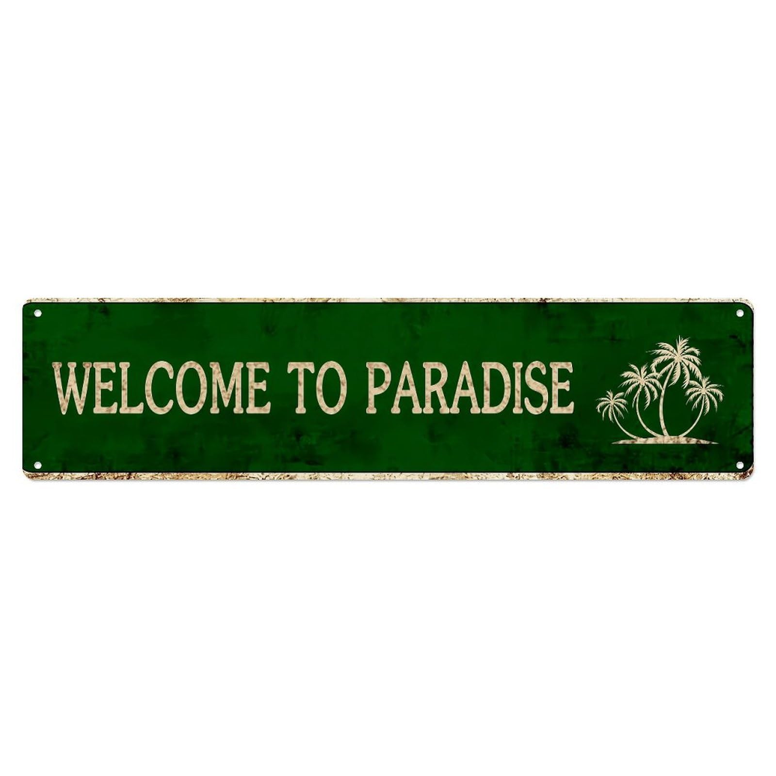 Welcome To Paradise Sign Tin Sign Metal Poster Vintage Metal Signs for Home Man Cave Bar Cafe Kitchen laundry room Wall Decorations 4x16 inches