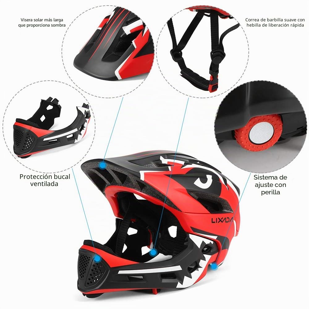 Casco de Seguridad Deportivo para Niños, Casco Desmontable de Cara Completa, Ciclo para Niños, Verde, 1 Patinaje sobre Ruedas (#3)