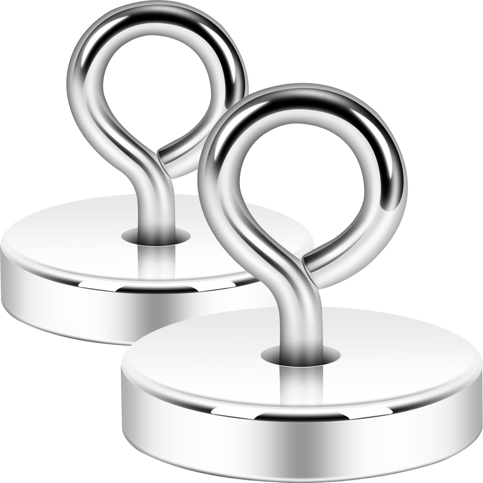 Neosmuk Silver Fishing Magnet, 1.42 inches 150lb Strong Magnets Heavy Duty with Eyebolt, Super Neodymium High Power Magnet with Handle for Lifting and