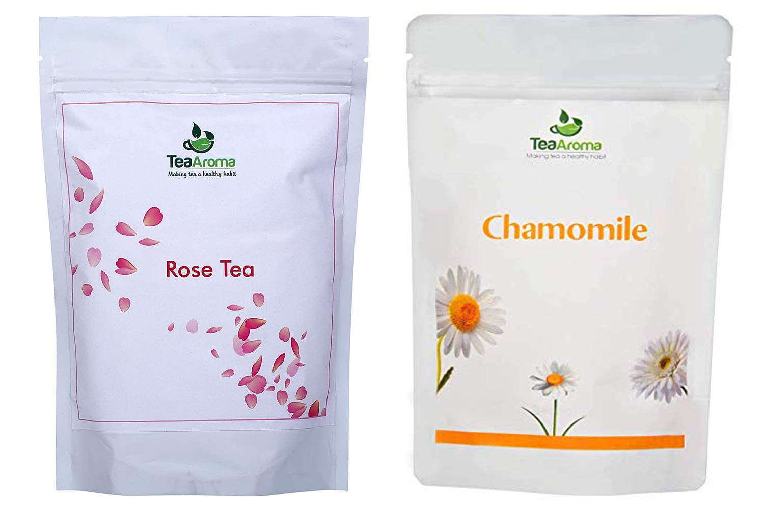 Tea Aroma - Chamomile & Rose Herbal Tea Combo | Soothing & Refreshing Blend | 50 g (Pack of 2)