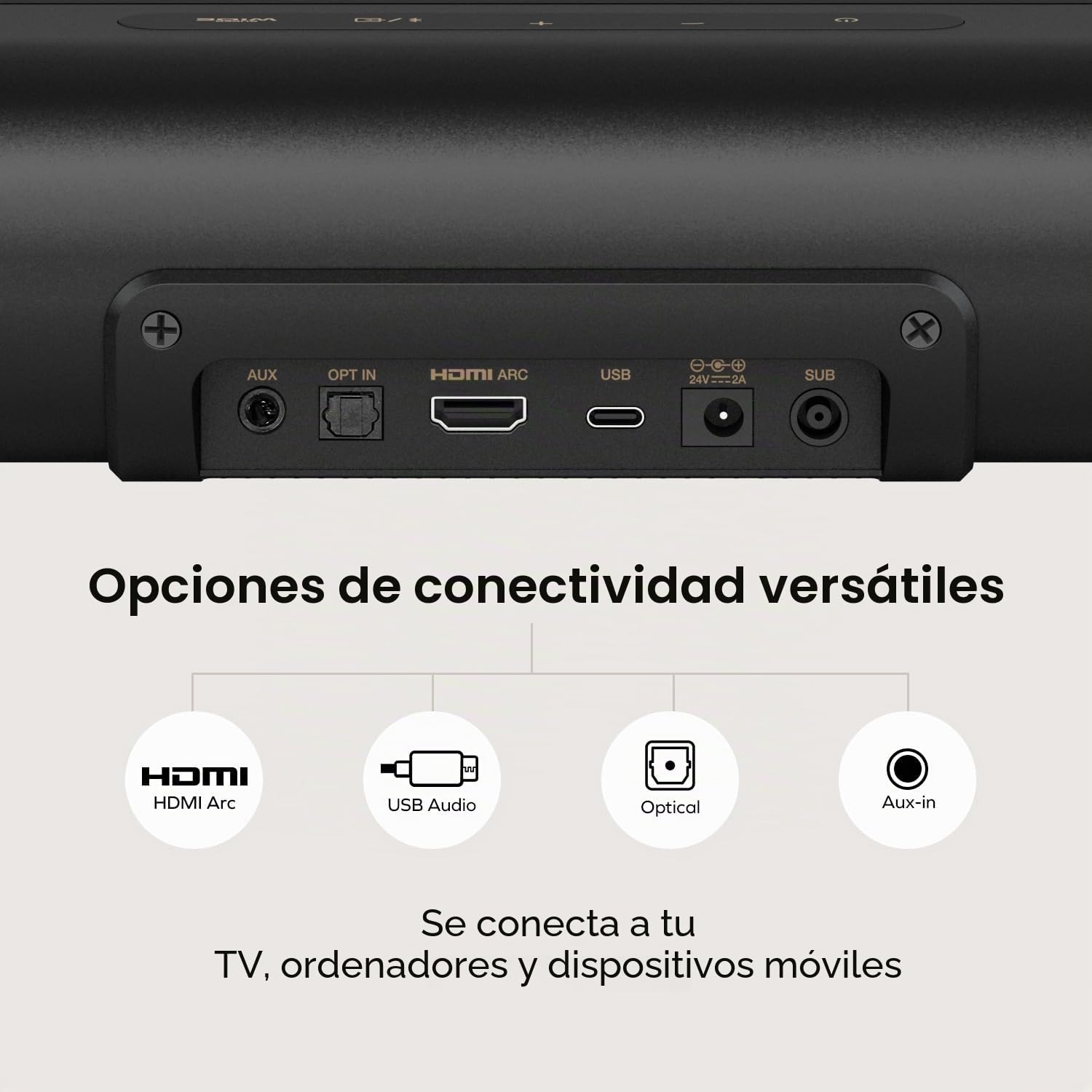 Creative Stage Pro - Barra de Sonido 2.1 con Dolby Audio, HDMI, Bluetooth 5.3, Audio USB, para TV, PC y móvil