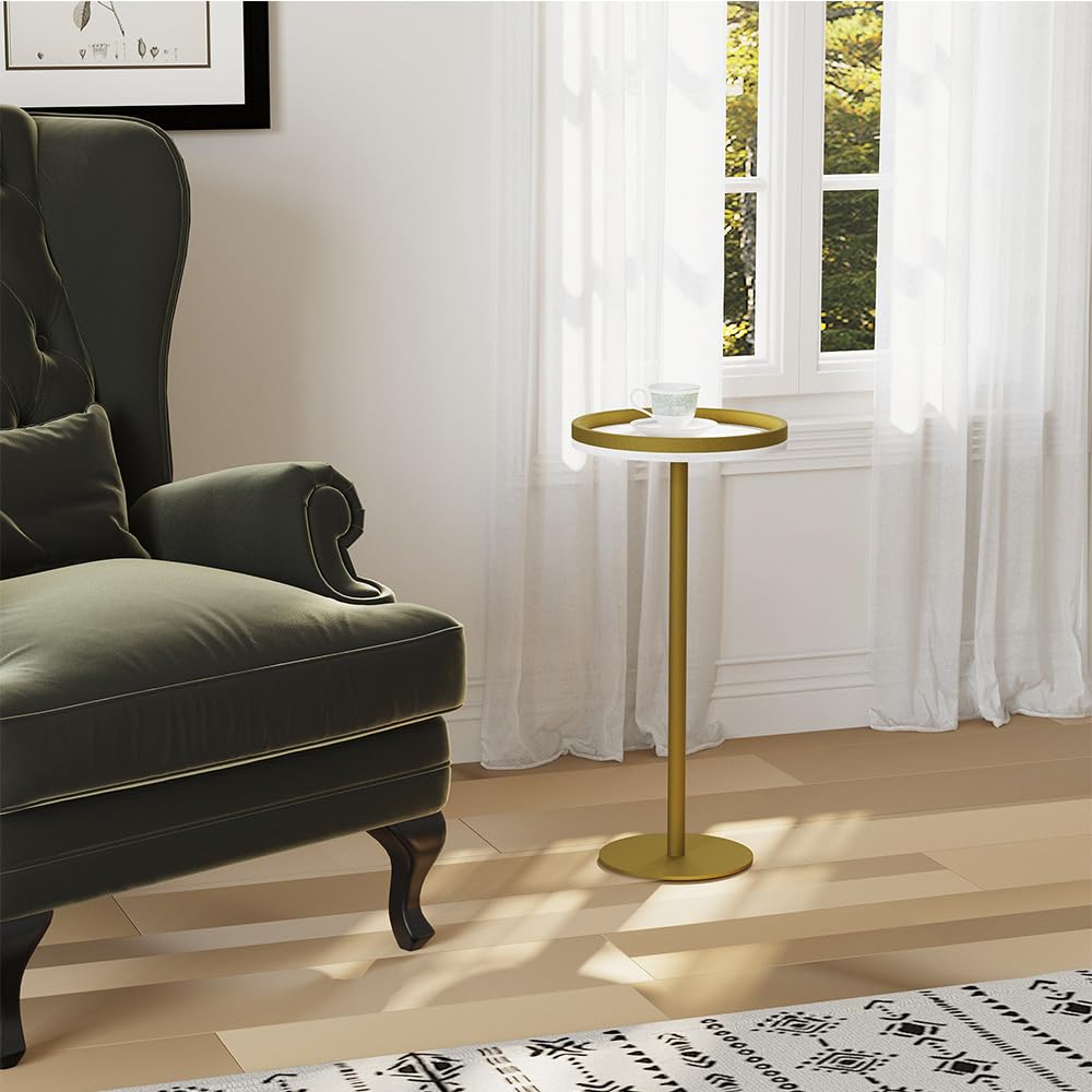 Mesa redonda para bebidas, mesa de pedestal pequeña, mesa auxiliar redonda pequeña para espacios estrechos, mesa de Martini para sala de estar, dormitorio, baño, balcón 5