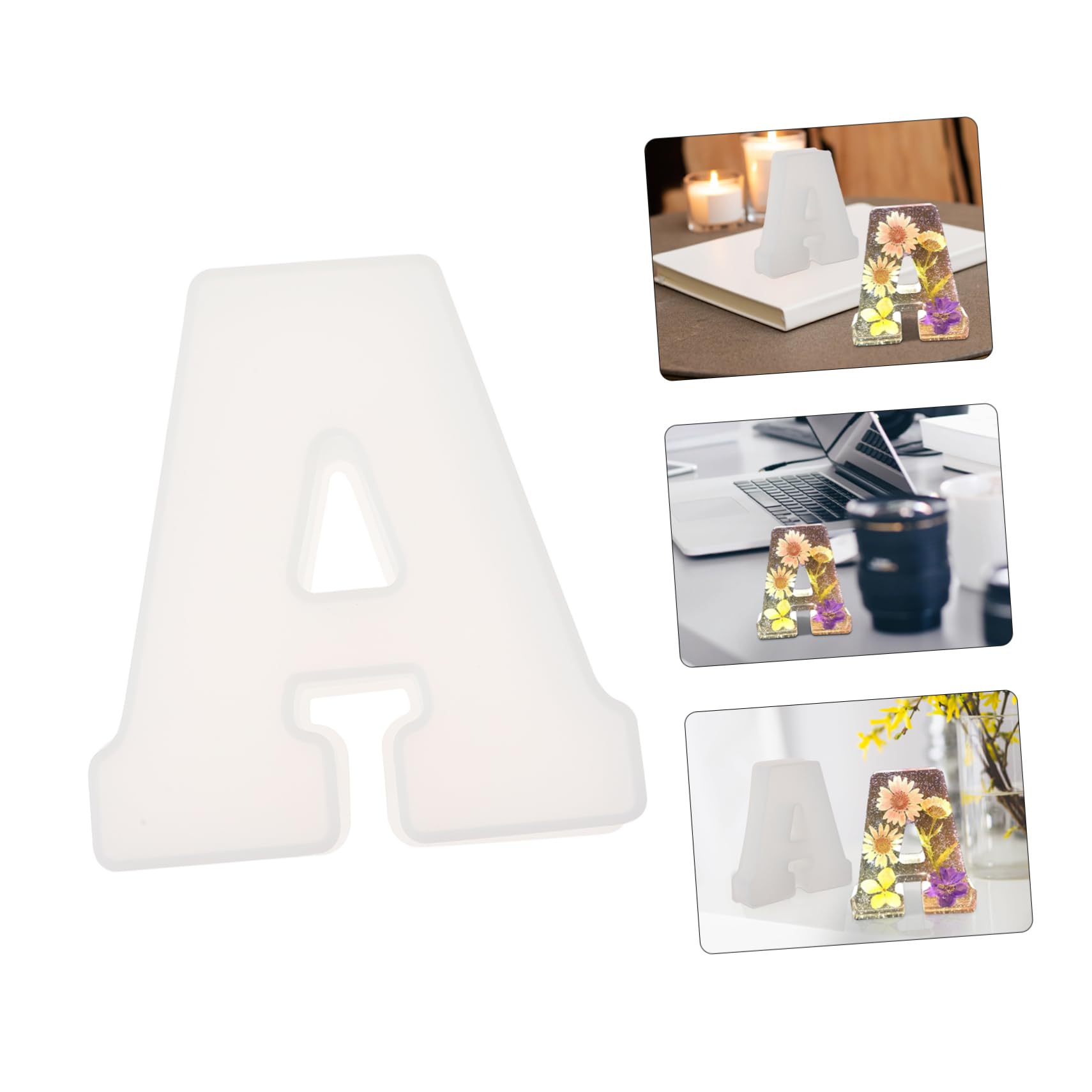 Artibetter 3 Pièces Pochoir Lettre Fondant des Lettres Alphabet Taille Lettre Nombre décoration Bricolage Moule moules de coulée d'ornement Gel de silice Blanche