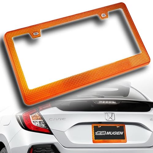 Hyperspeed Front/Rear Abs Diamond Cut Style License Plate Frame Cover 1 Piece, Universal For Us Standard Plates, Automotive Exterior Accessories Car Decoration, License Plate Covers & Frames (Orange) #TOP20