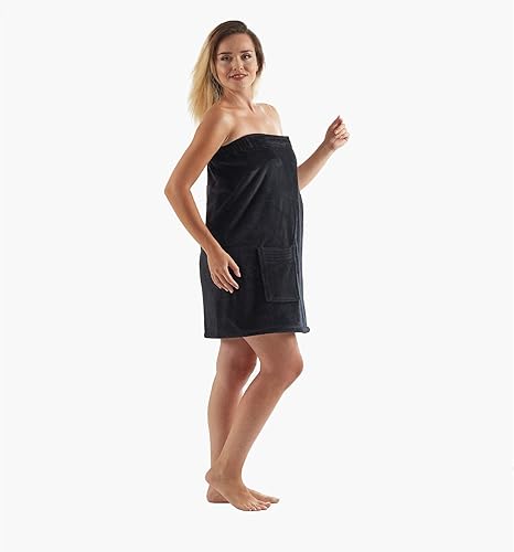 Miniatura 5 de anatolian Toalla envolvente de algodón orgánico para mujer, ajustable, para después de la ducha, toallas de felpa para usar en el gimnasio, piscina,