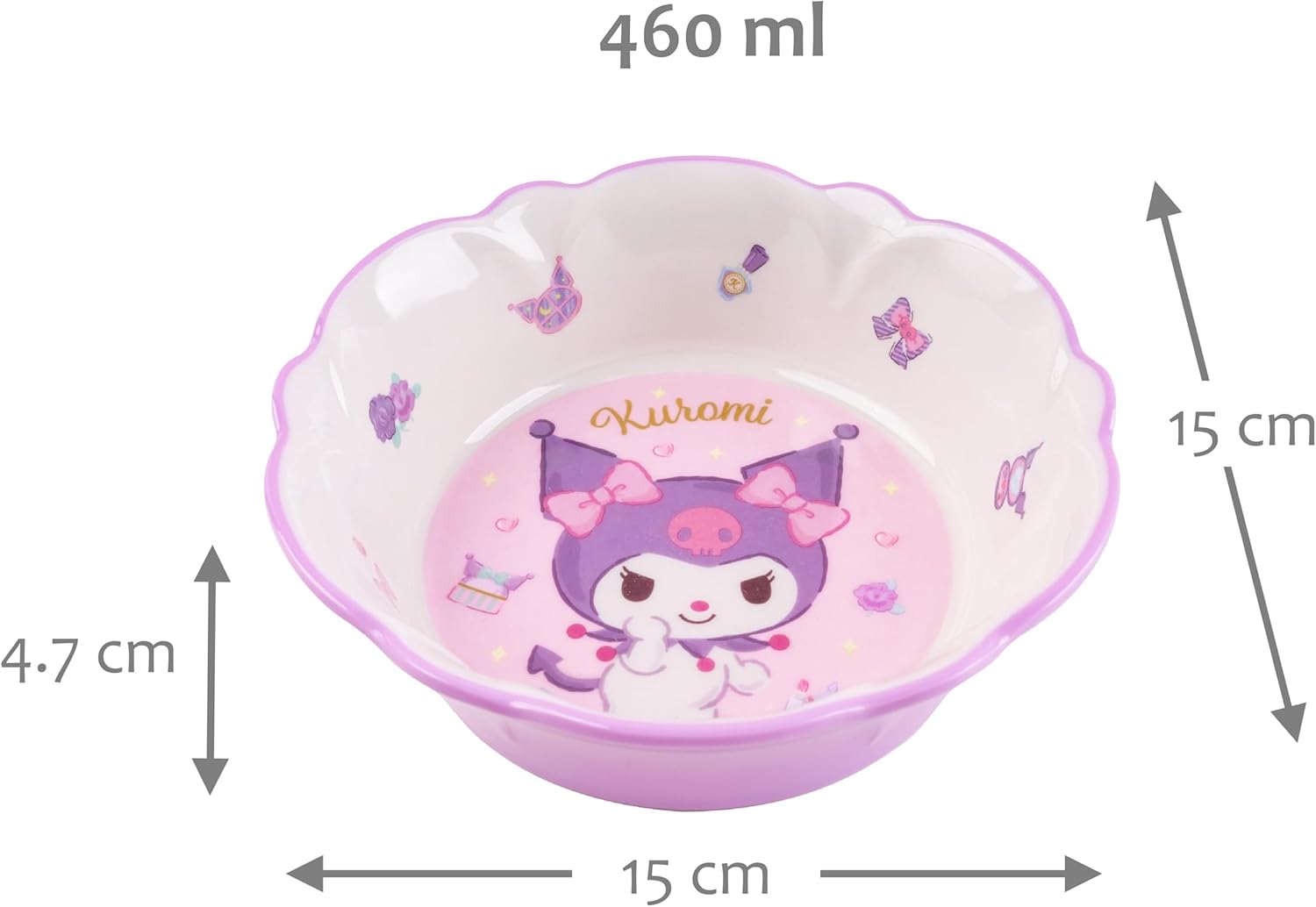 Kuromi Purple Dinnerware Flatware Meal Set – Plate Bowl Cup Fork Spoon, 5 pieces