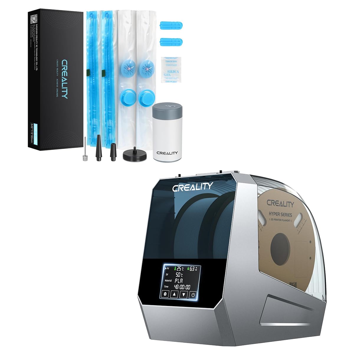 Offizieller Creality Space PI Filament Trockner Plus & 3D Drucker Filament Aufbewahrungsbeutel 40x40 cm