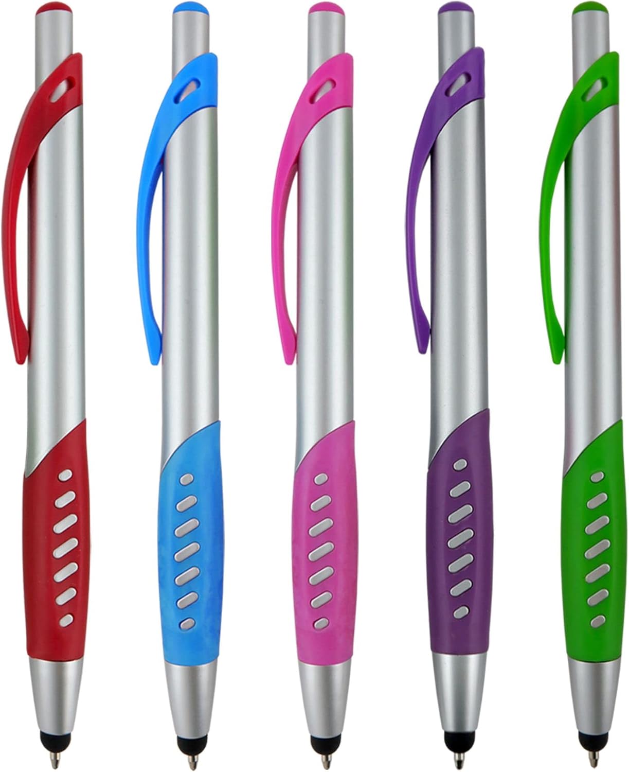 2 in 1 Capacitive Stylus & Ballpoint Pen Comfort Grip for Any Touchscreen Device, iPad, iPhone 6,6 Plus, iPod, Android, Galaxy, Dell, Note, Samsung (Silver-5 Pack) 2 in 1 Capacitive Stylus & Ballpoint Pen Comfort Grip for Any Touchscreen Device, iPad, iPhone 6,6 Plus, iPod, Android, Galaxy, Dell, Note, Samsung (Silver-5 Pack)