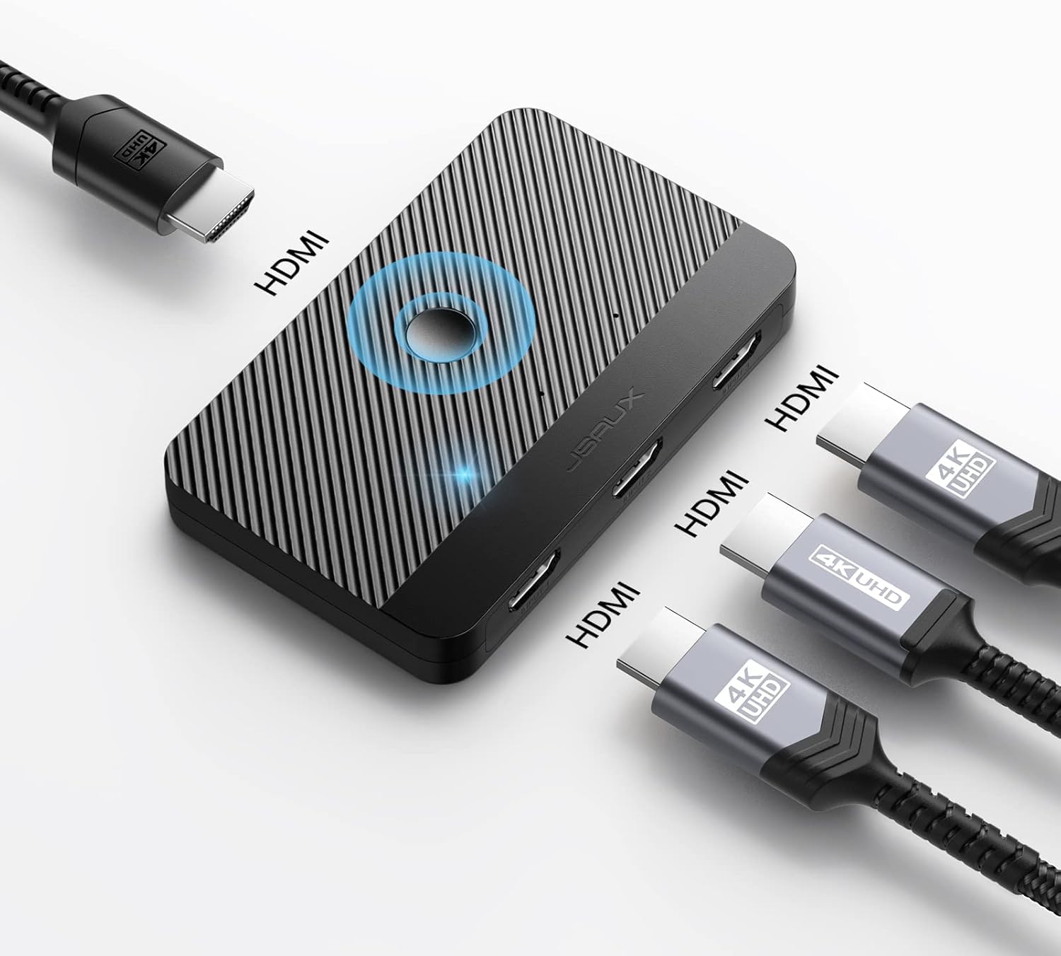 3 in 1 Out, 3 Port HDMI Switch Switcher Selector, Support 4K, 3D, HDCP 2.2, 1080P, HDR Compatible with PS5, PS4, HDTV, Fire Stick, Roku, PC