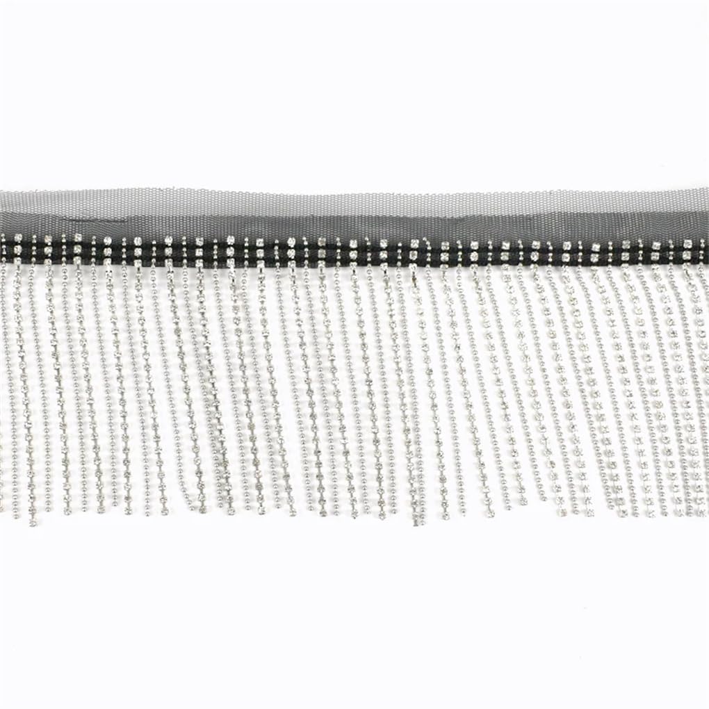 Recortes de flecos，Recortes de flecos para disfrac 1/2/3 yardas 9 cm borlas de diamantes de imitación flecos encaje con purpurina borlas de cuentas cordones cortina de ropa accesorios de costura decor