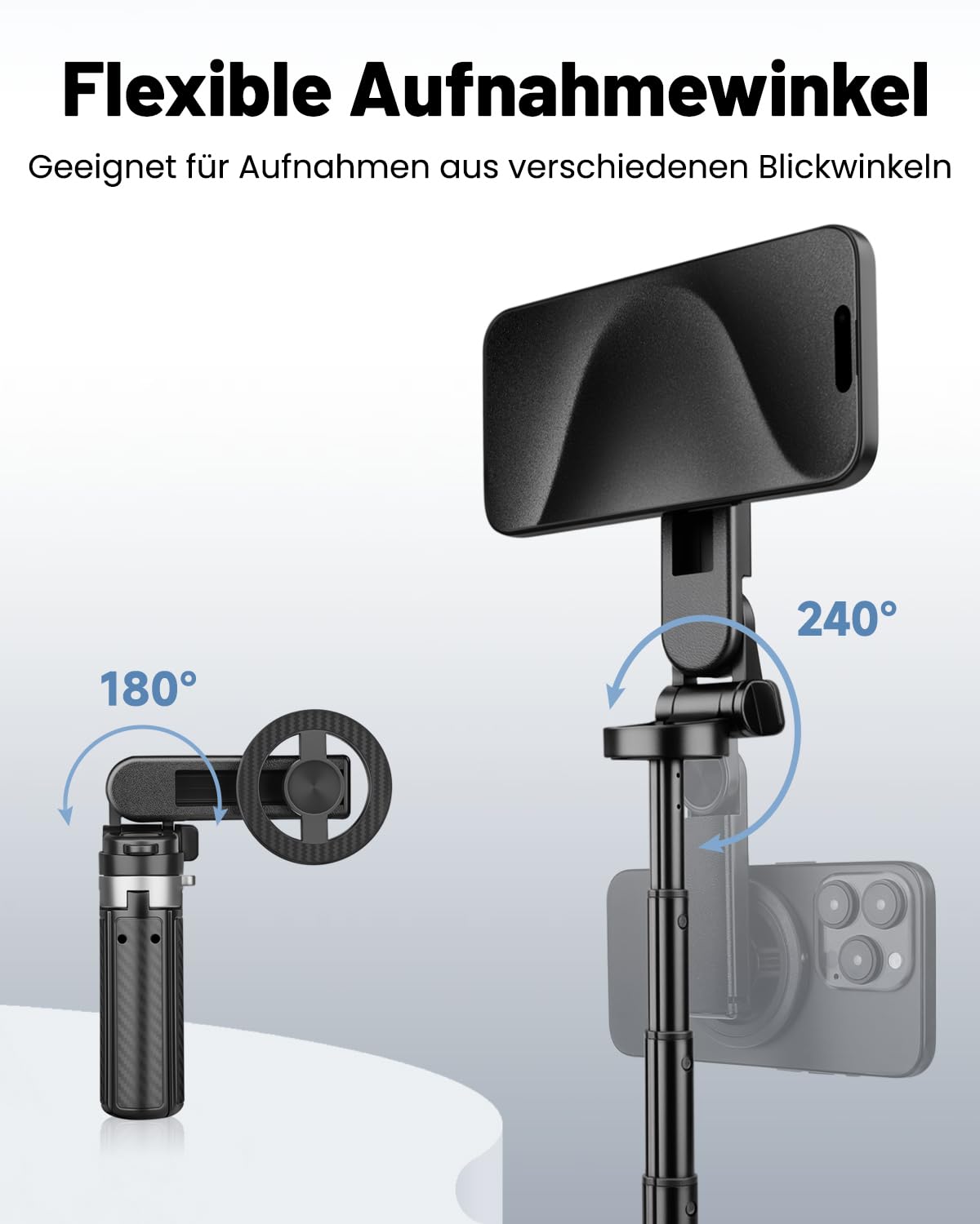 Victiv Magnet Selfie Stick & Handy Stativ, Ultratragbar Mini-Stativ für Smartphone, mit Abnehmbarer Fernbedienung und Magnetischer Ring für iPhone 17/16/15/14 Pro Max Mag-Safe, Samsung, Huawei Android