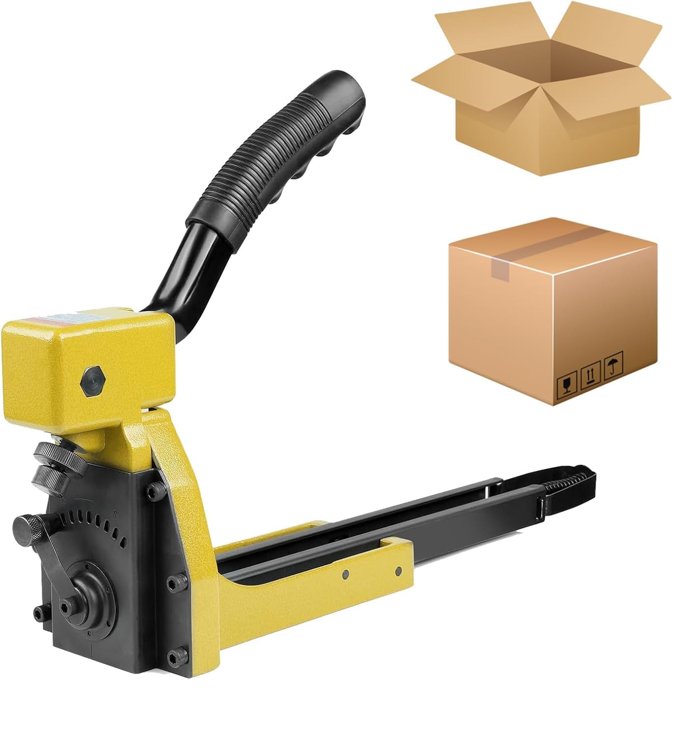 Graffatrice senza fili – Cucitrice manuale resistente per chiusura cartone con regolazione della profondità e funzione di blocco maniglia per uso ufficio