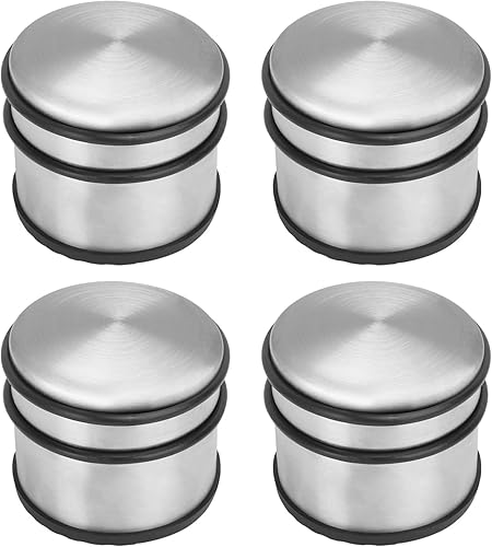 Paquete de 4 topes de puerta de acero inoxidable de 3.54 x 3 pulgadas, topes de puerta de piso de alta durabilidad y seguridad, topes de puerta con