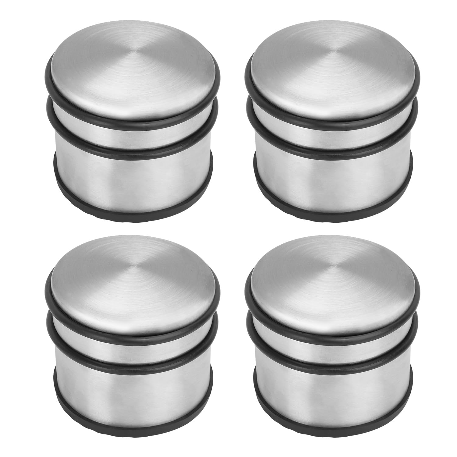 Paquete de 4 topes de puerta de acero inoxidable de 3.54 x 3 pulgadas, tope de puerta de piso de alta durabilidad y seguridad, topes de puerta con peldaños de gel de sílice para el hogar, oficina,