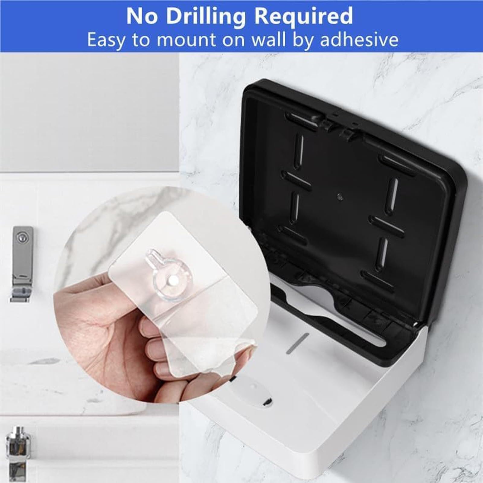 Dispensador de toallas de papel, dispensador de papel higiénico de plástico montado en la pared, con capacidad para 200 toallas de mano múltiples/tripletes/Z para baño, cocina, oficina (W)