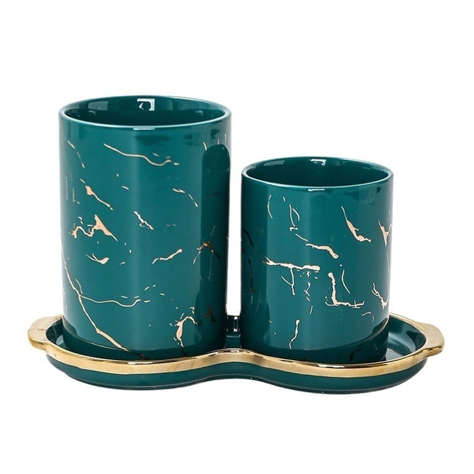 Porte-ustensiles En Céramique Style Marbre Doré - Organisateur De Cuisine Pour Cuillères, Spatules Et Baguettes - 8
