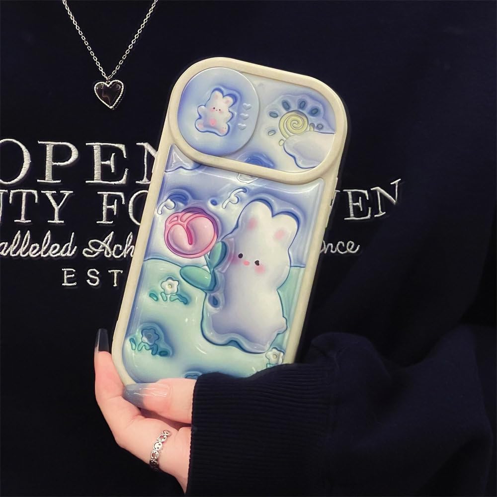 SRGDRR Protection Phone 3D Vision Cartoon Slide pour iPhone 14 13 12 11 Pro Max, Silicium Antichoc A01, Idéal pour Enfan