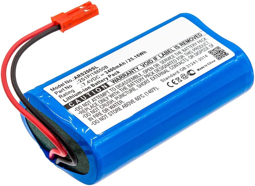 subtel® Premium Battery compatible with Arizer Solo/Solo 2, 2S1P/18650B 3400mAh replacement battery spare