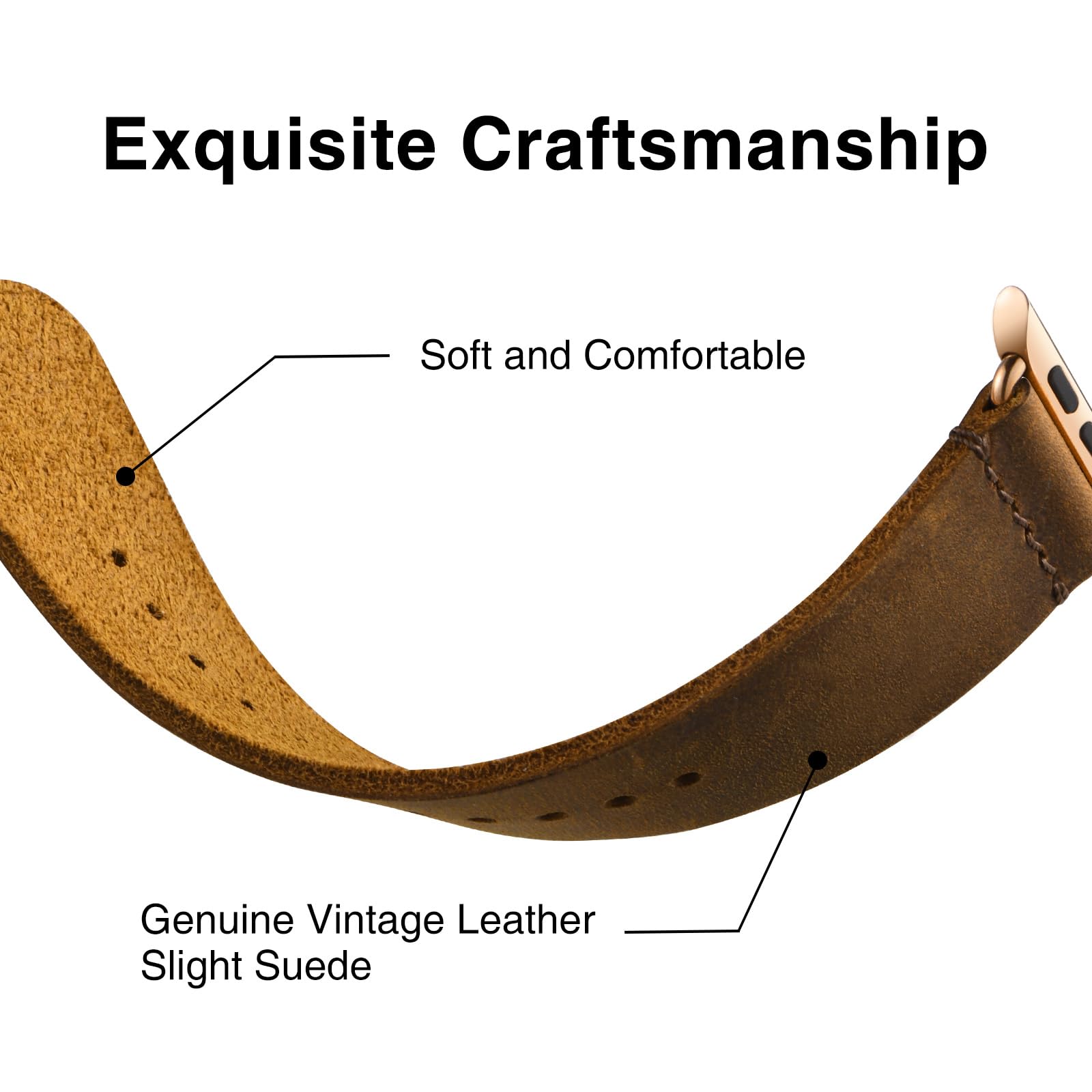 Vintage Leather Bands Compatible with Apple Watch Band 38mm 40mm 41mm 42mm 44mm 45mm 46mm 49mm, Genuine Leather Retro Strap Compatible for Men Women iWatch Ultra SE Series 11/10/9/8/7/6/5/4/3/2/1