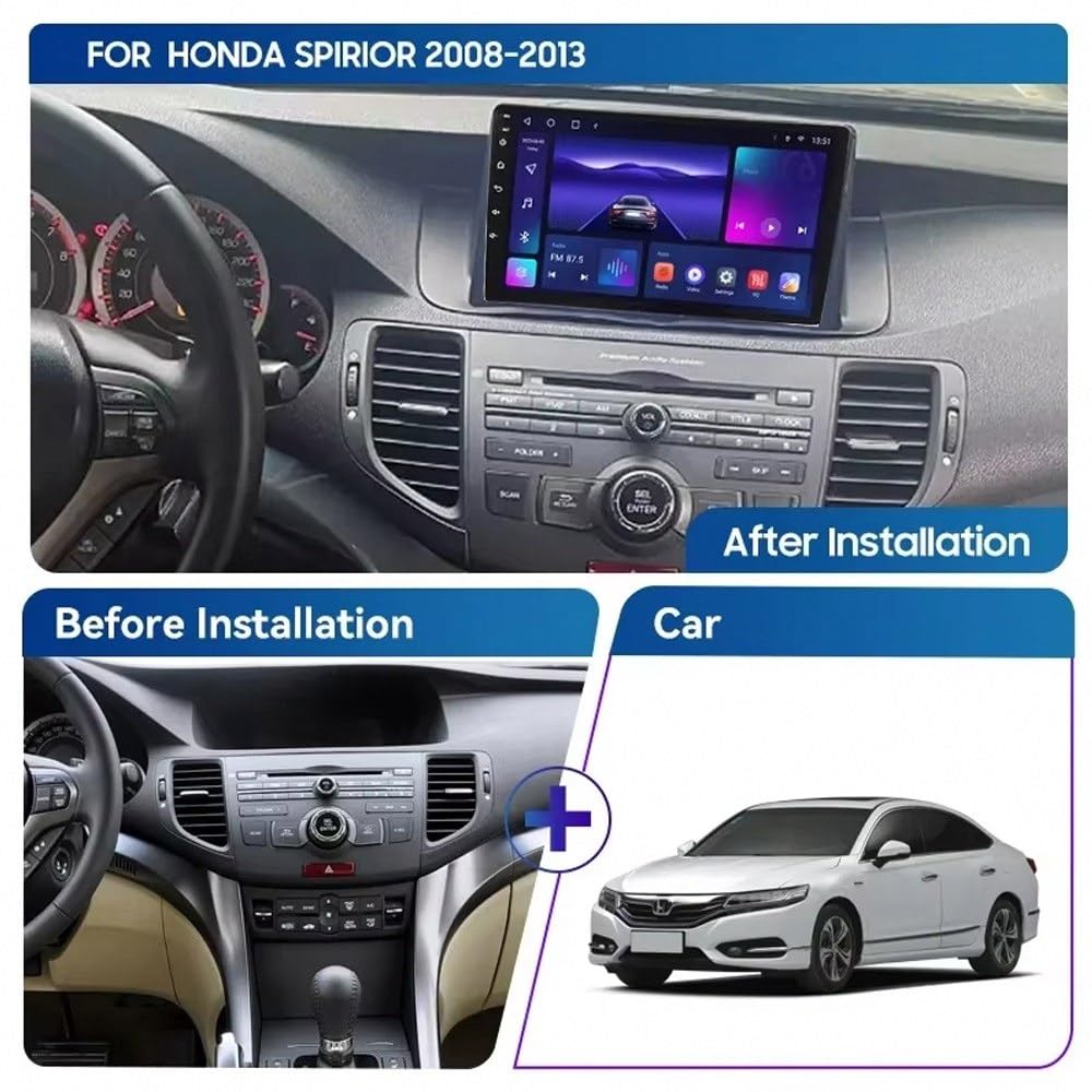 Radio Samochodowe dla HONDA SPIRIOR 2008-2013 Mirror Link, Asystent Głosowy, Nawigacja W Czasie Rzeczywistym, Ekran Dotykowy, Bluetooth, Sterowanie, 8 Rdzeń 4G+64G