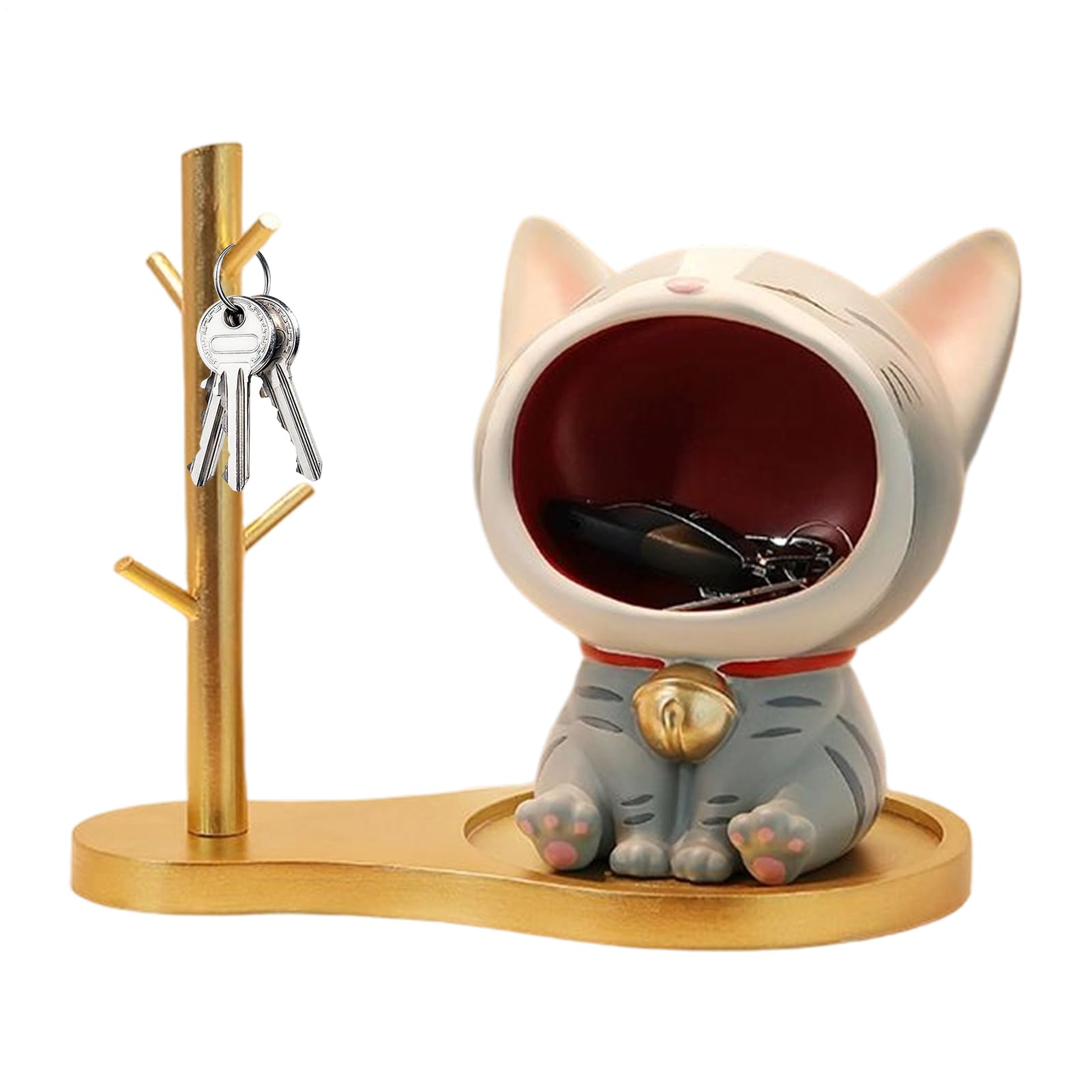 Figurine décorative chat et bol à bonbons pour rangement table entrée