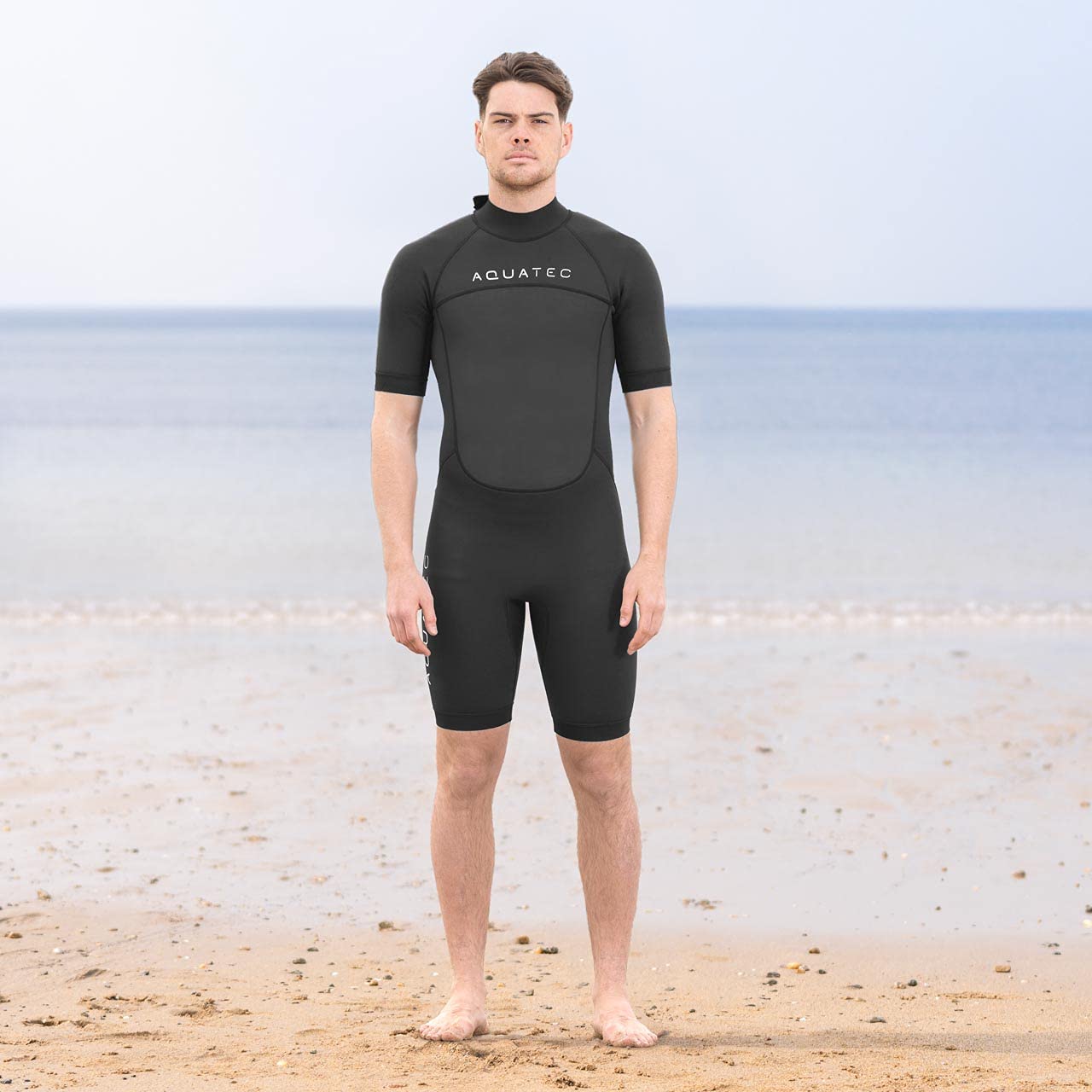 AQUATEC Neoprene Mens Shorty Wetsuit - 2x Thicknesses: 2mm & 3/2mm | High-Grade Wet Suits For Men | Shorty Swimwear | Ideal For Water Sports & Swimming (XXL, 3/2mm Thickness) — image 1
