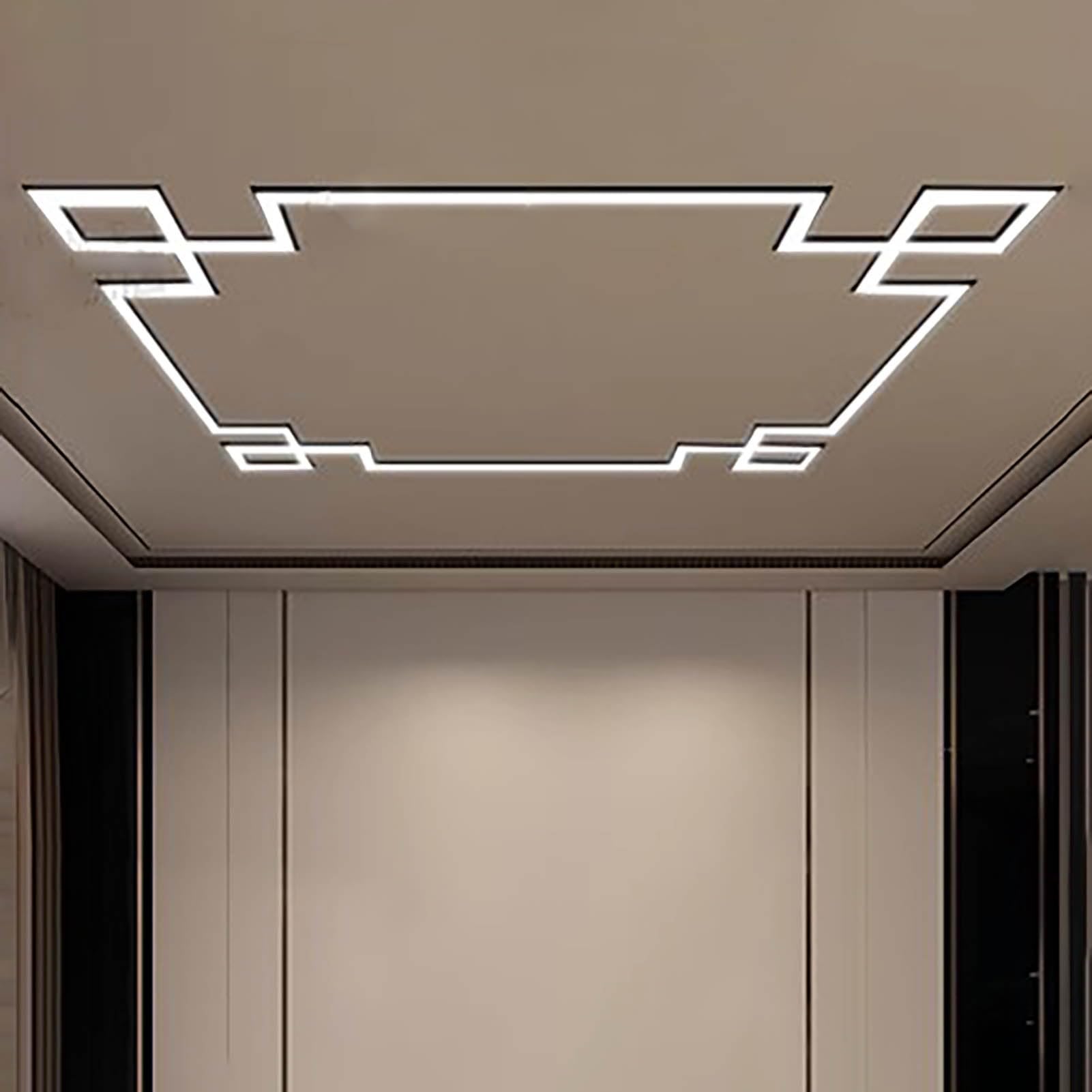 Profili per Strisce Led Canale in Alluminio a Led in Stile Orientale, Profilo di Illuminazione Indiretta a Led con Modanatura a Corona, Diffusore di Striscia a Led per Modanatura per Illuminazione(55.