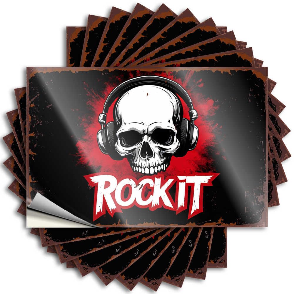 Skull with Headphones: The Ultimate Rock Music Emblem Bottle Core - Man Cave Decor Decal Self Adhesive Sticker(6X9CM)