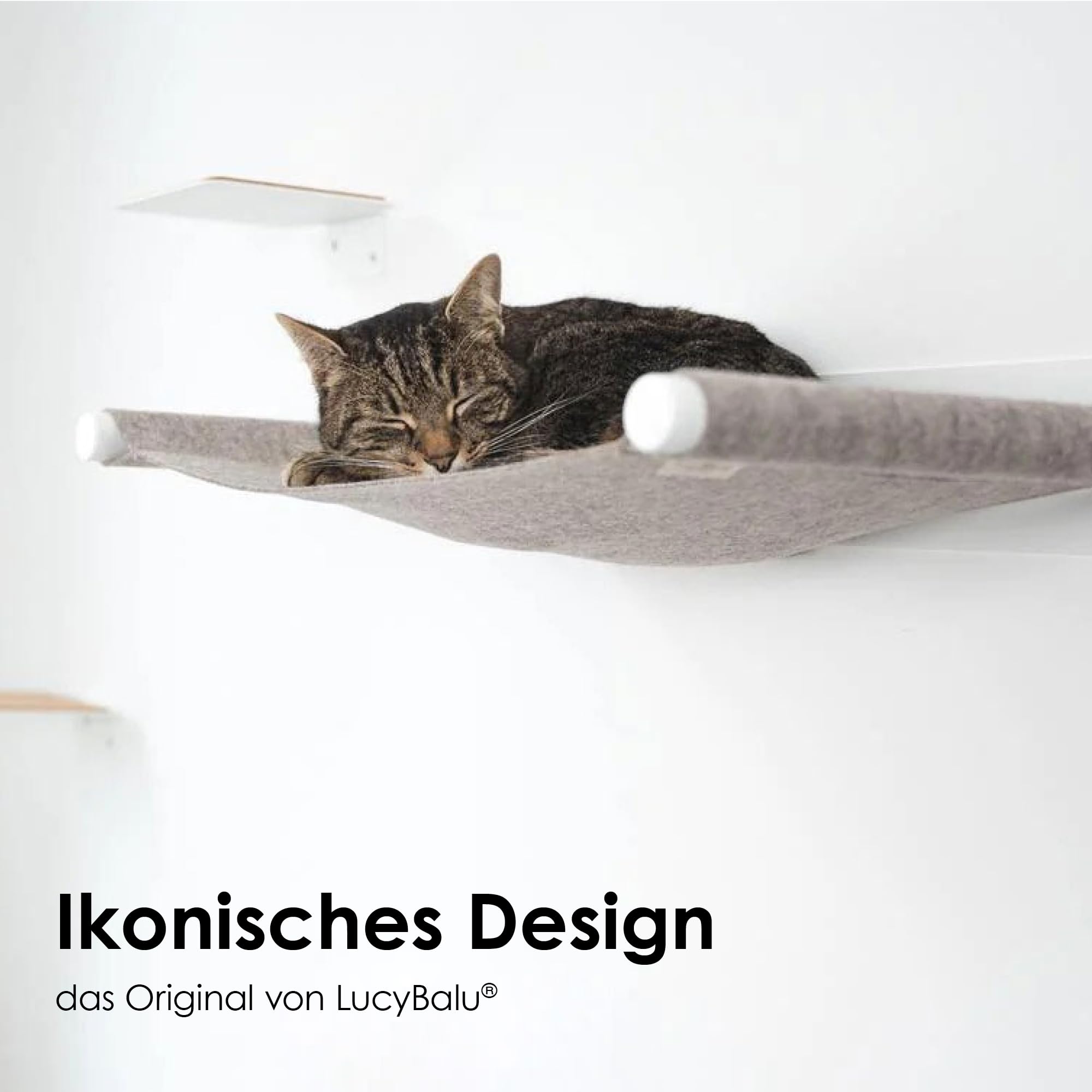 LucyBalu® Swing Materassino da parete per gatti 65x10x35 cm I Bianco