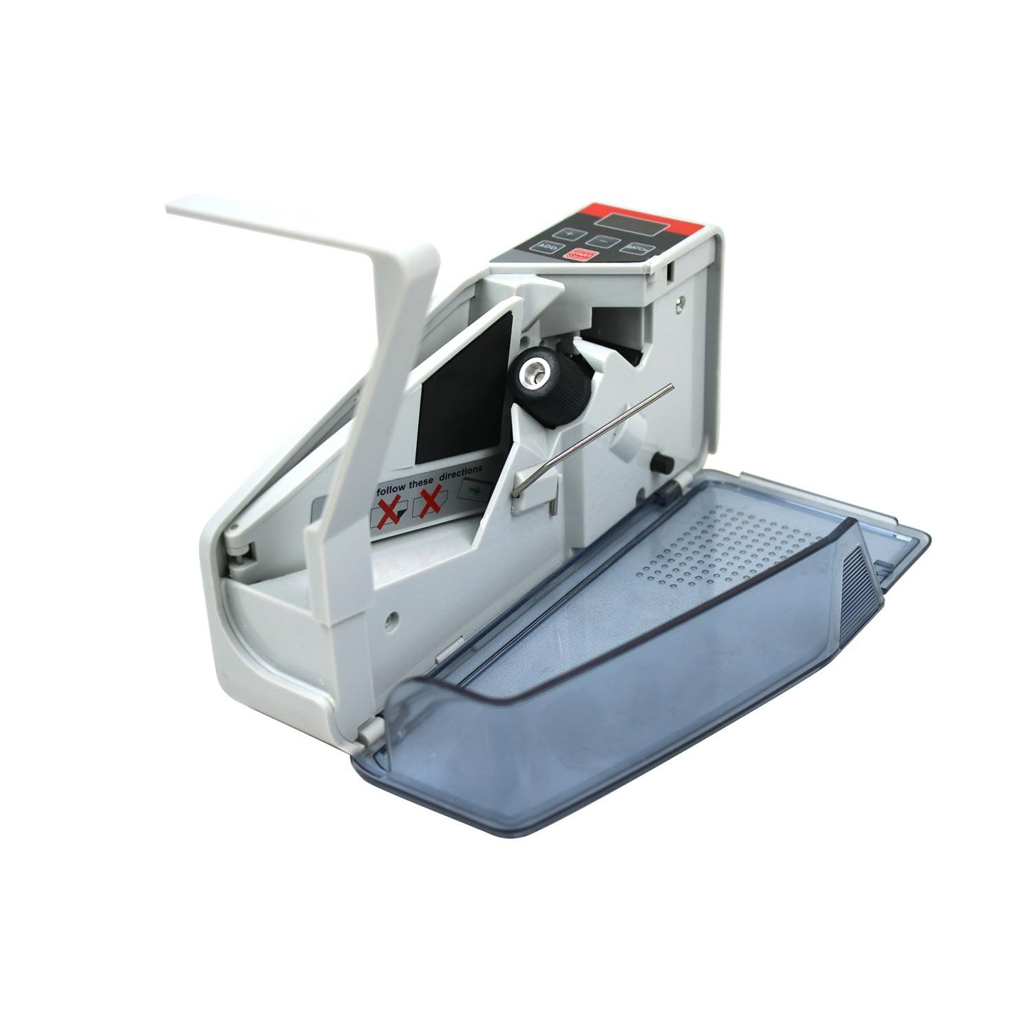 Contatore di denaro portatile, 600 fogli/min, conta banconote e valuta con doppia alimentazione (batteria/CA), display a 3 cifre for banche, negozi, uso domestico