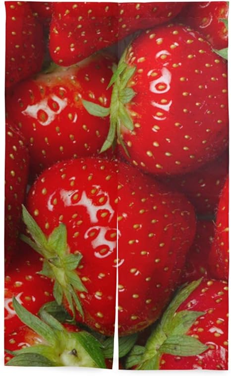 Amazon おいしいいちご のれん おしゃれ 目隠し 暖簾 ロング 遮光 のれん 玄関 キッチン リビング 飲食店 出入り口 幅86cm X 丈143cm のれん オンライン通販