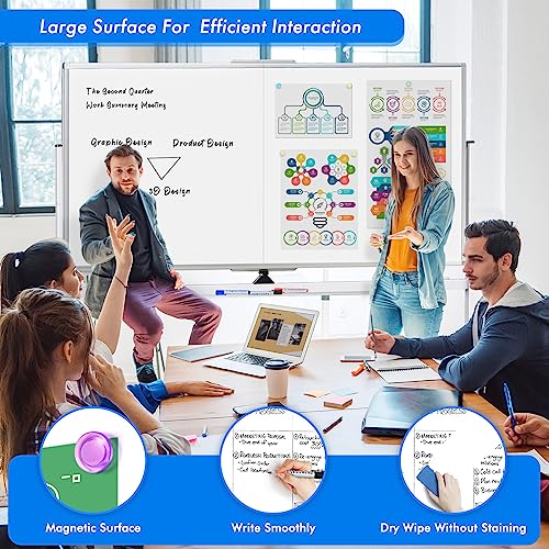 maxtek Rolling Whiteboard, 72x40 Large Double-Sided White Board Dry Erase on Wheels, Giant Magnetic White Board Standing for Office, School, Home Office, Homeschool(72 x 40)