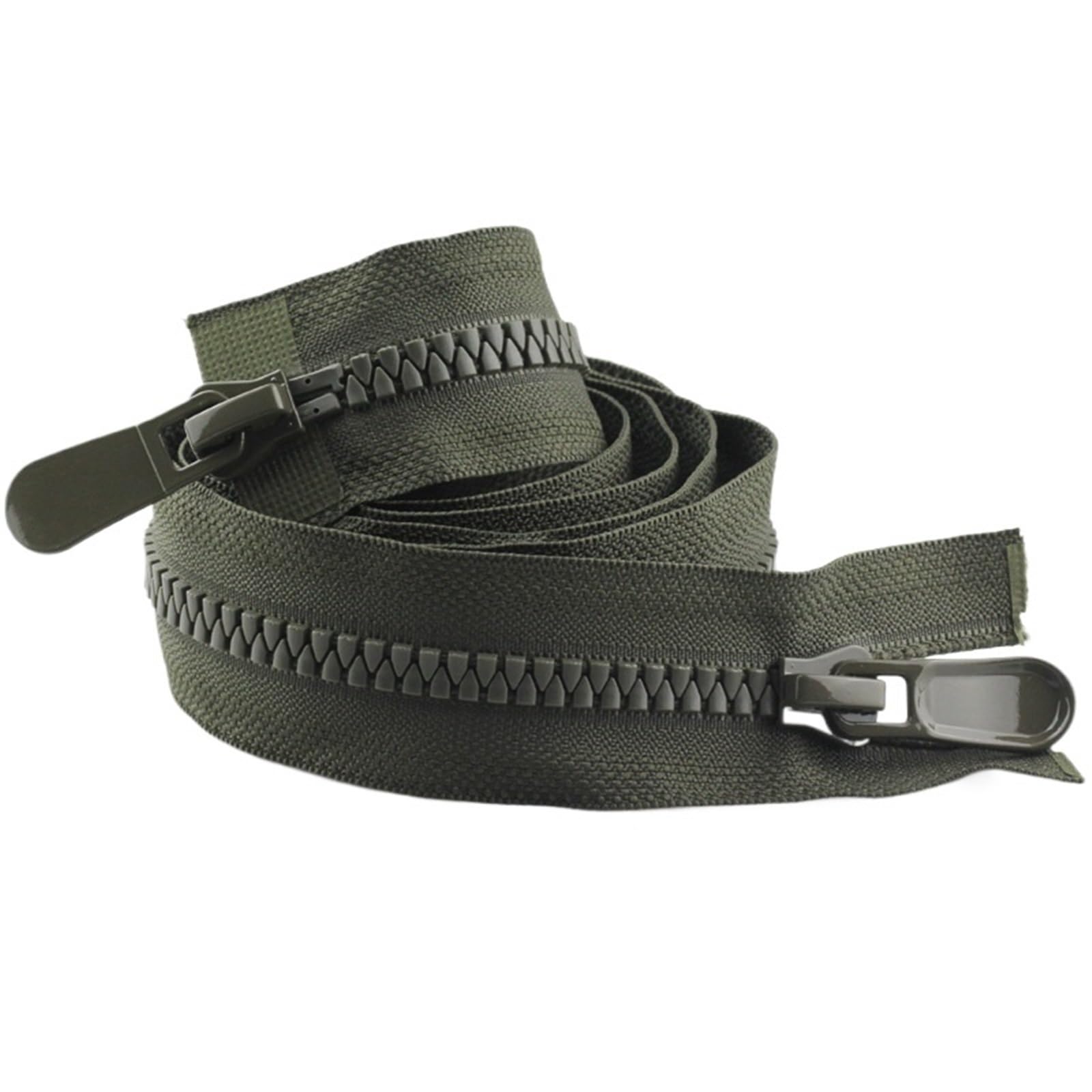 BTYQKZVPM Two Way Separating Zipper， Two Way Zip Double Sliders Open End 8 120cm Resin for Down Jacket Overcoat Garment Sewing(Color-4)