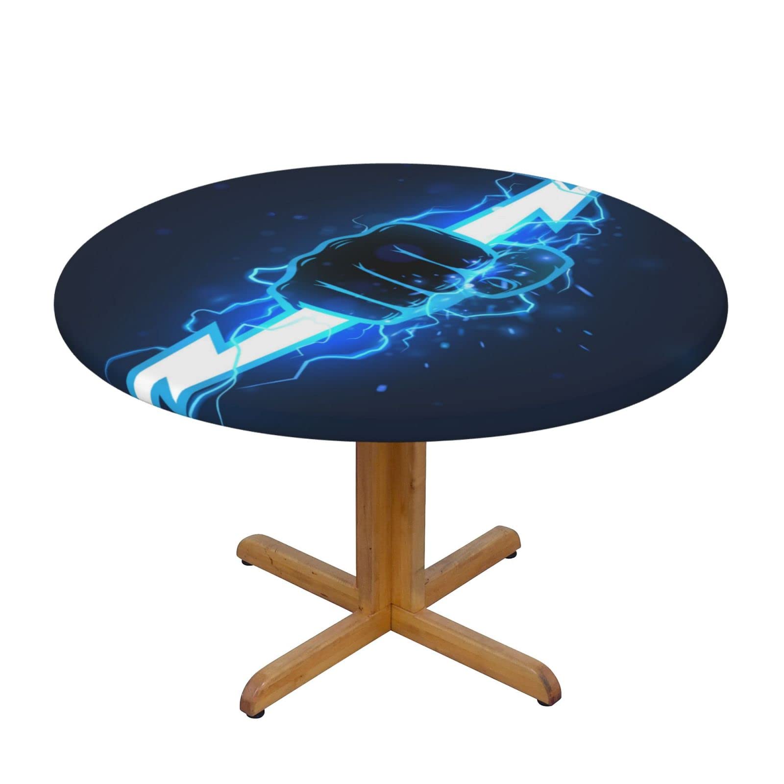 Lsjuee Round Fitted Tablecloth 40-44in Elastic Edged Table Cloth for Kitchen Dining Party Home Decor - Blue Lightning Neon