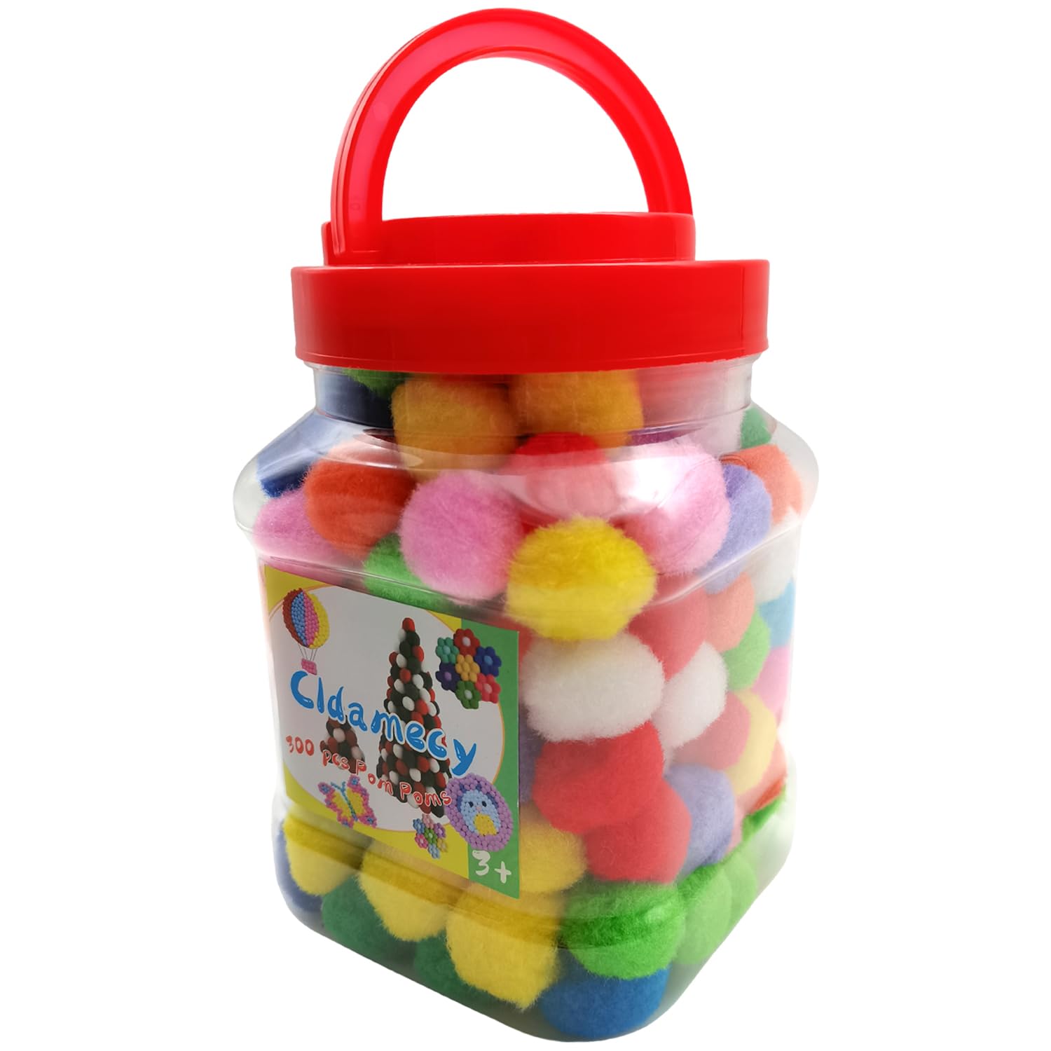 Cldamecy 300 Pcs 1-Inch Pom Pom Balls with 20 pcs Googly Eyes,Small Multi-Color Pompoms in Jar,Pom Poms for Kids DIY Craft Projects and Decorations